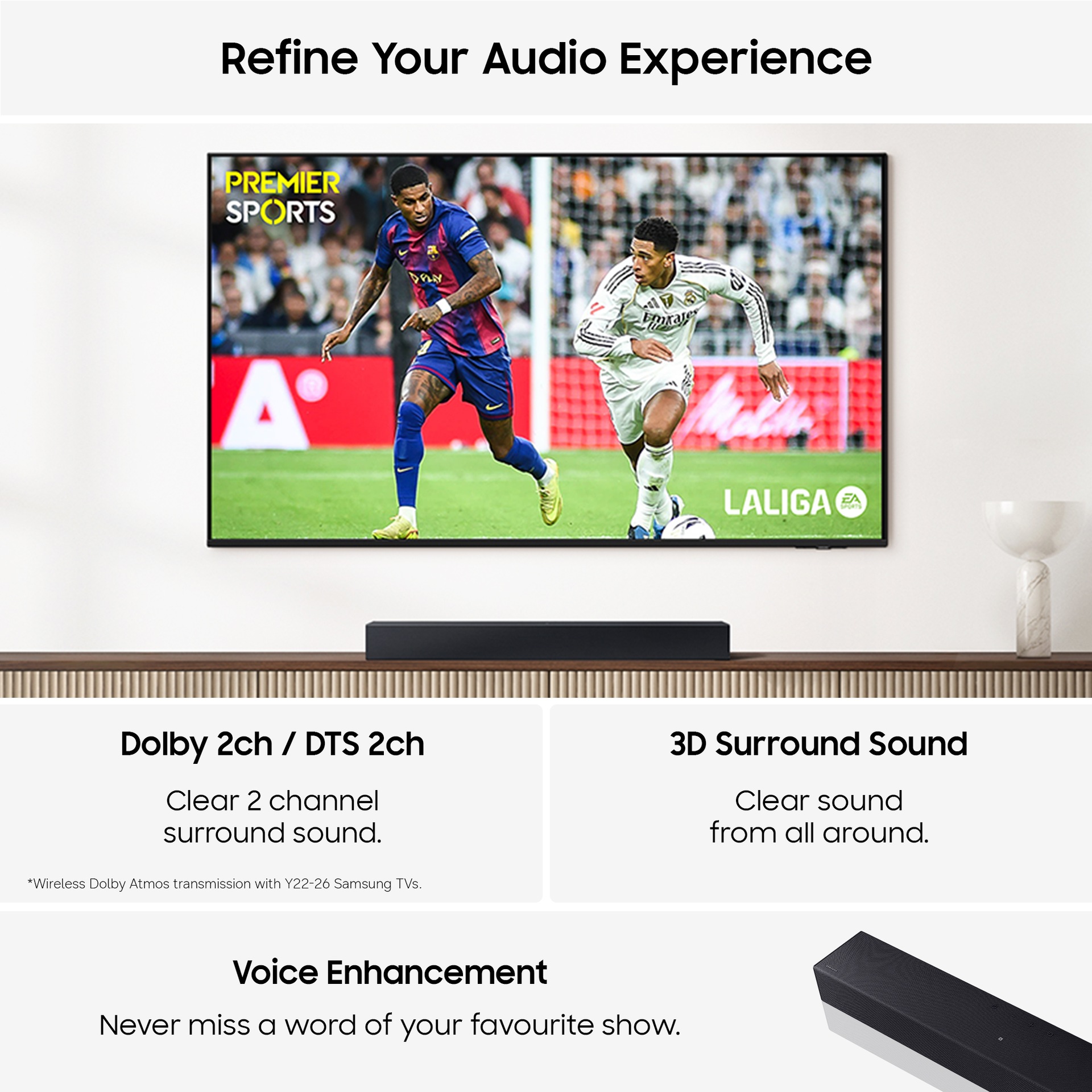 B400F B-Series 2.0ch Soundbar (2025) Black