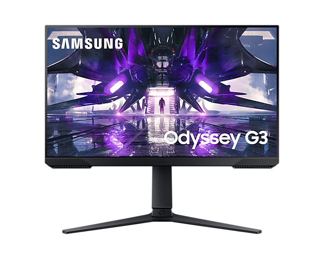 A black Samsung 24 Inch Odyssey G3 Gaming Monitor background.
