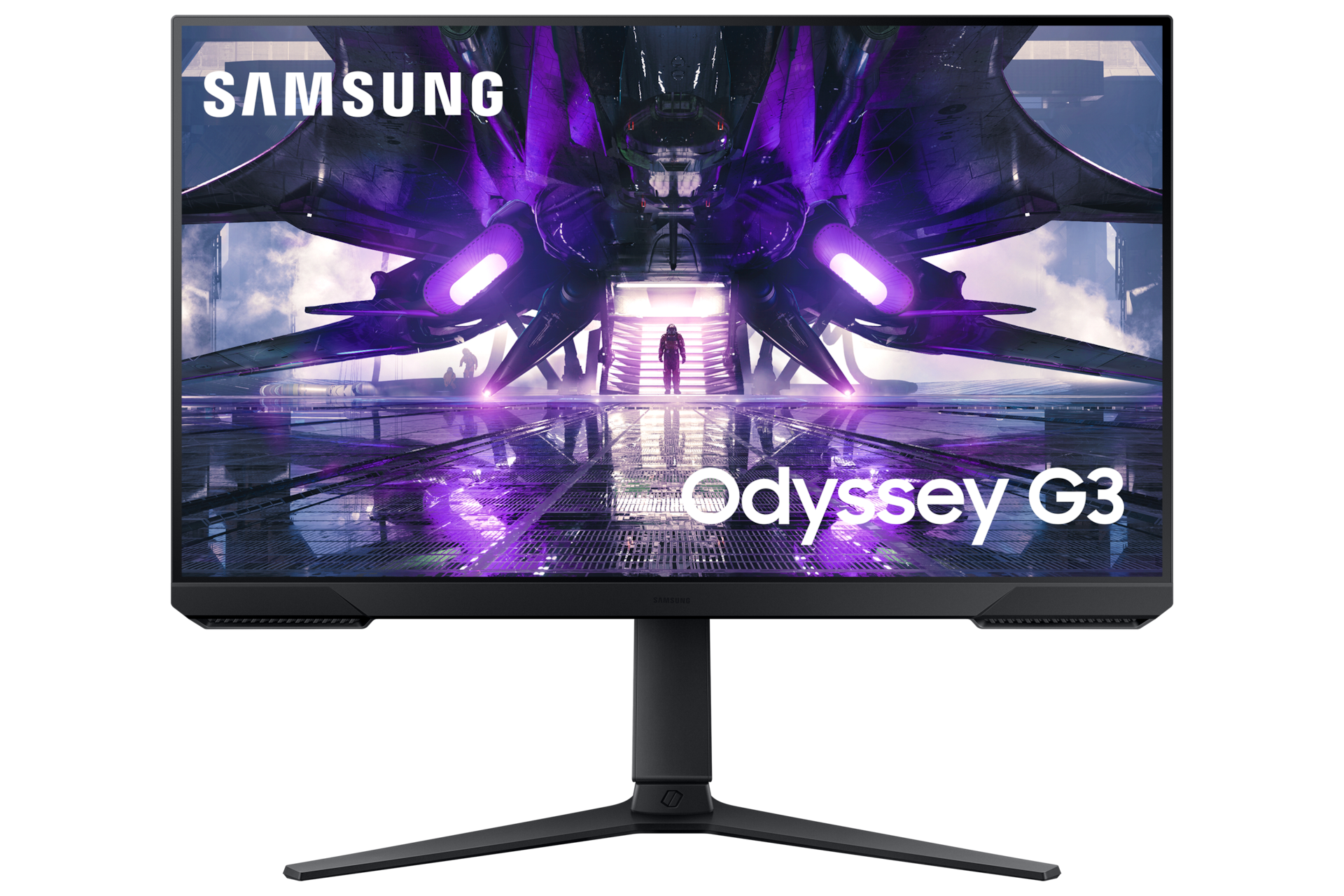 A black Samsung 27 Inch Odyssey G3 Gaming Monitor background.