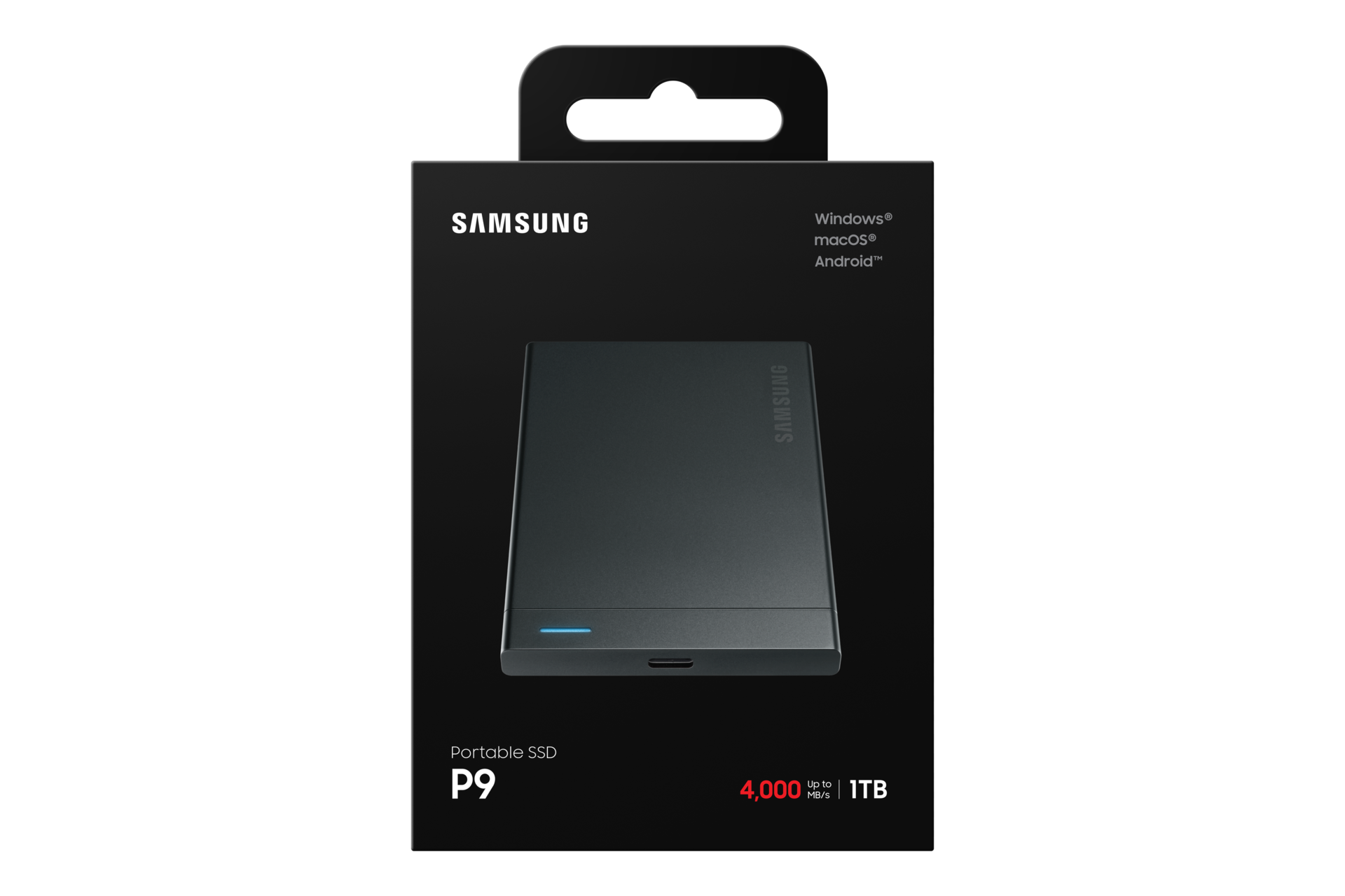 Portable SSD P9 USB4 Gen 3x2 PKG-Front Jet Black 