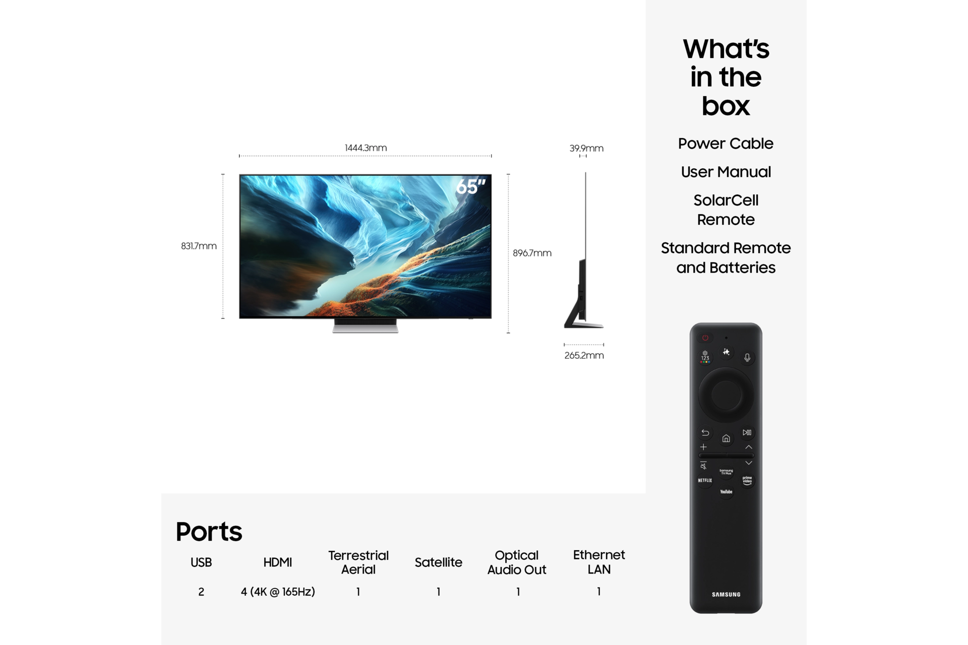 65'' OLED S93H 4K Samsung Vision AI Smart TV (2026) Graphite