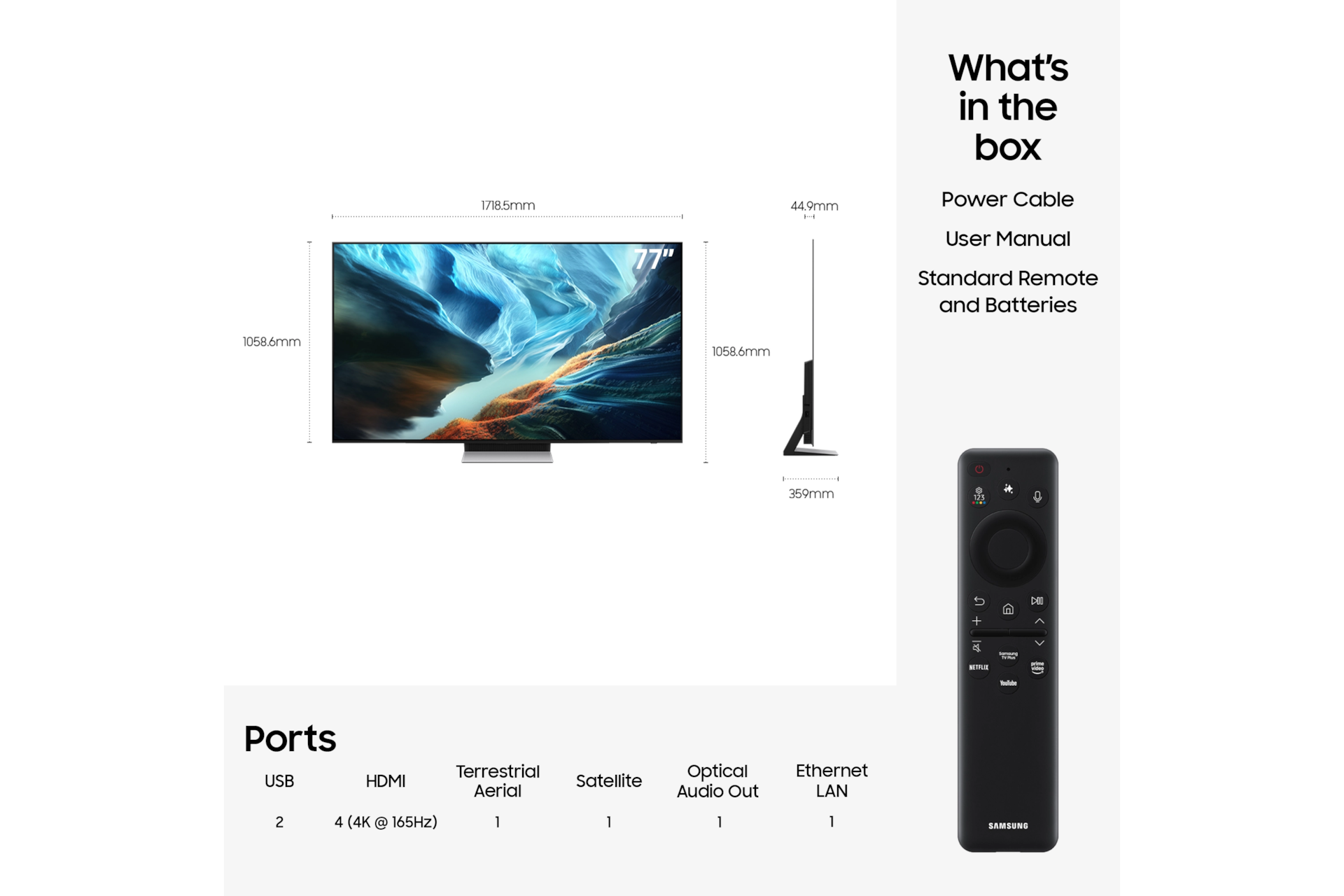 77'' OLED S93H 4K Samsung Vision AI Smart TV (2026) Graphite