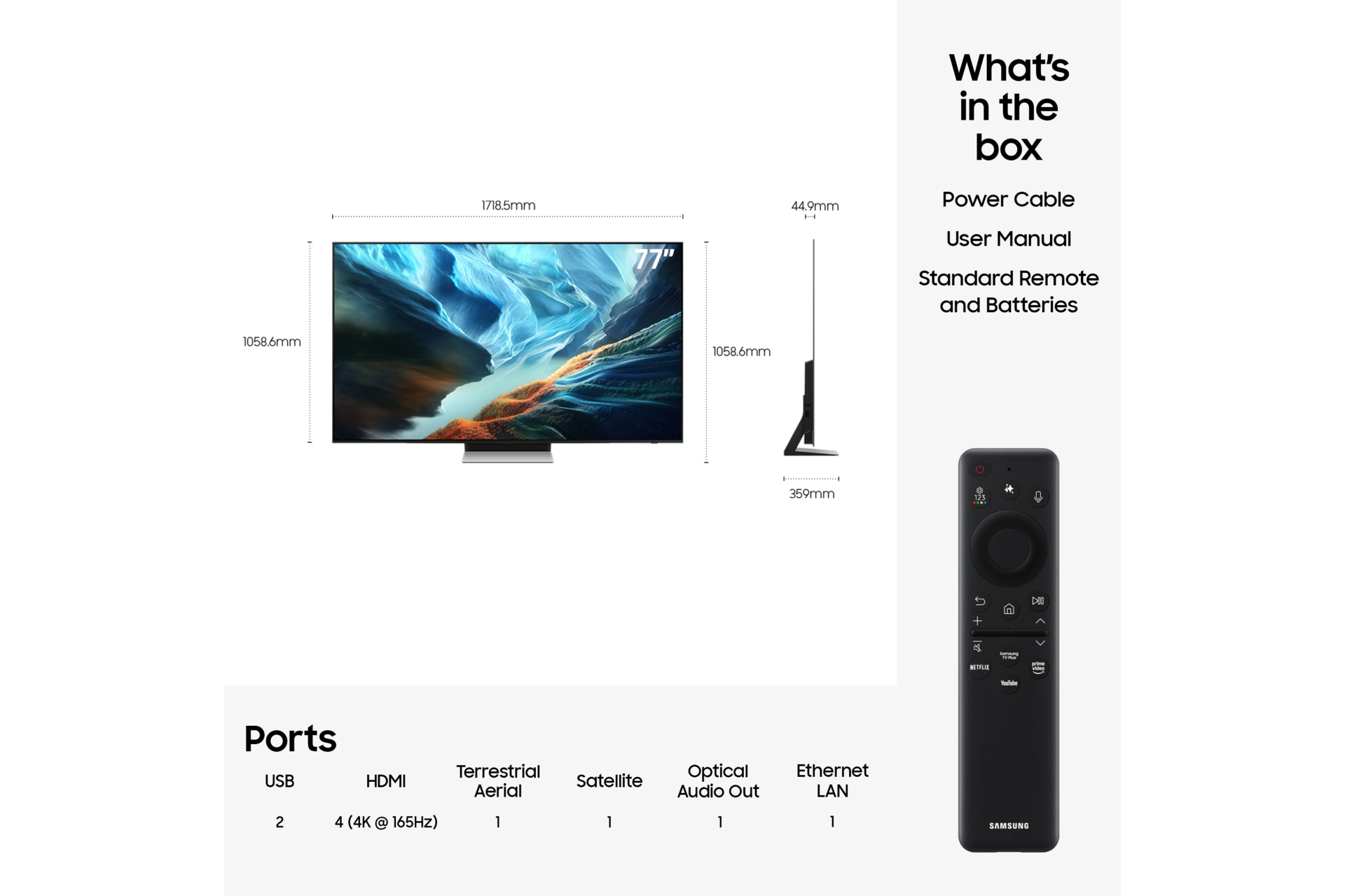 77'' OLED S93H 4K Samsung Vision AI Smart TV (2026) Graphite