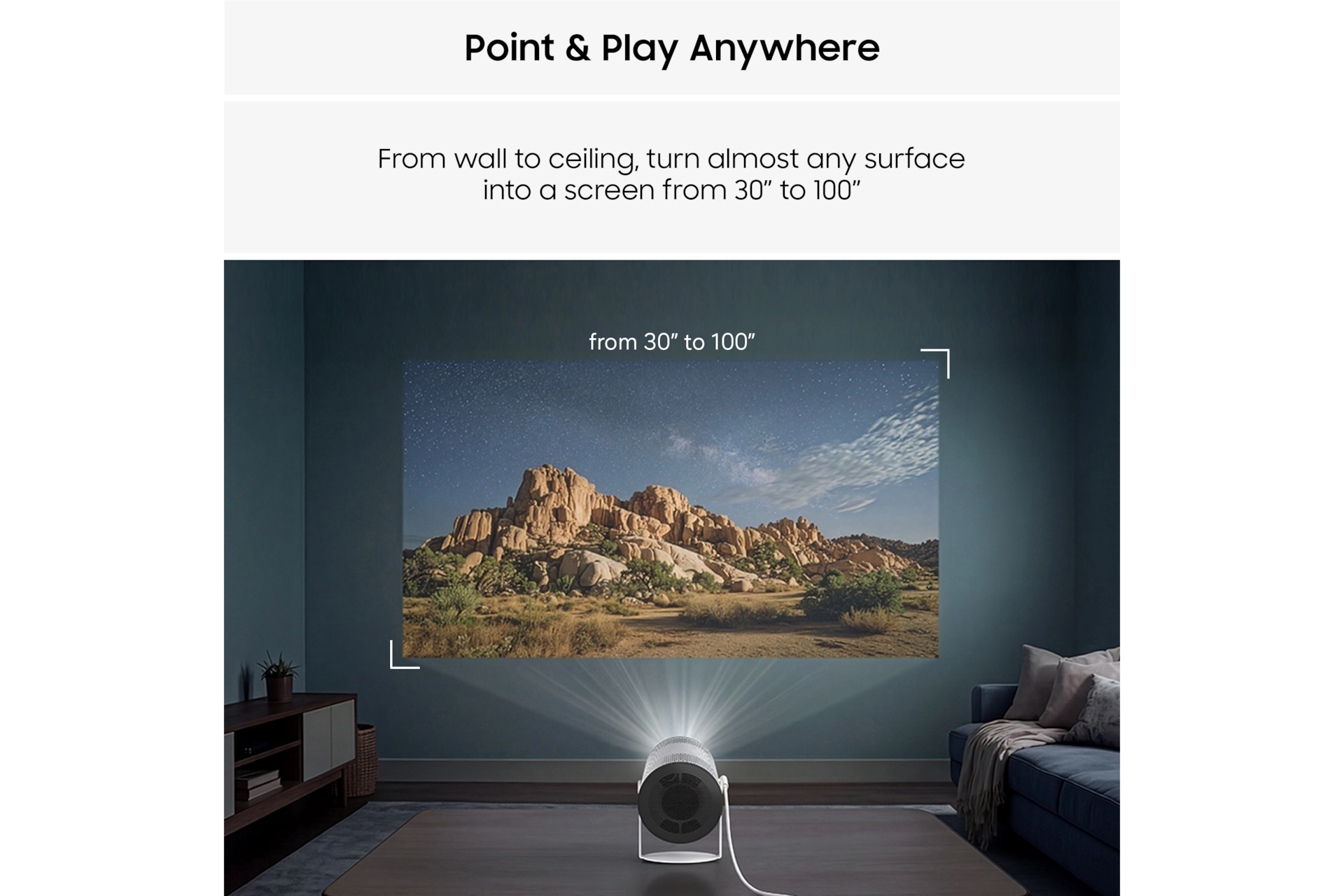 The Freestyle+ Full HD Portable Projector (2026) L-Pers-Tilted Ceramic White 