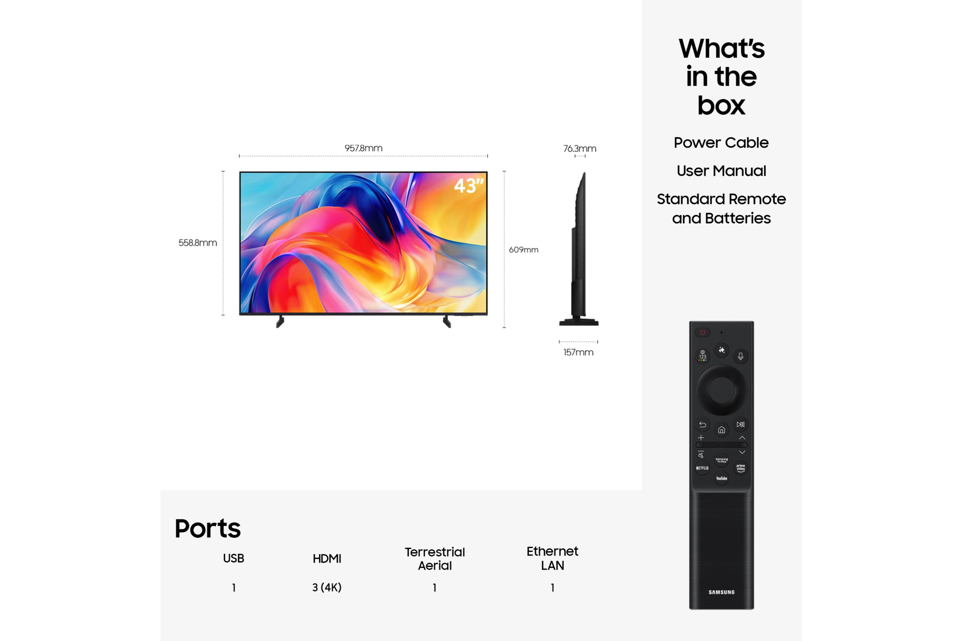 43" Mini LED M70H 4K Samsung Vision AI Smart TV (2026) Titanium Black