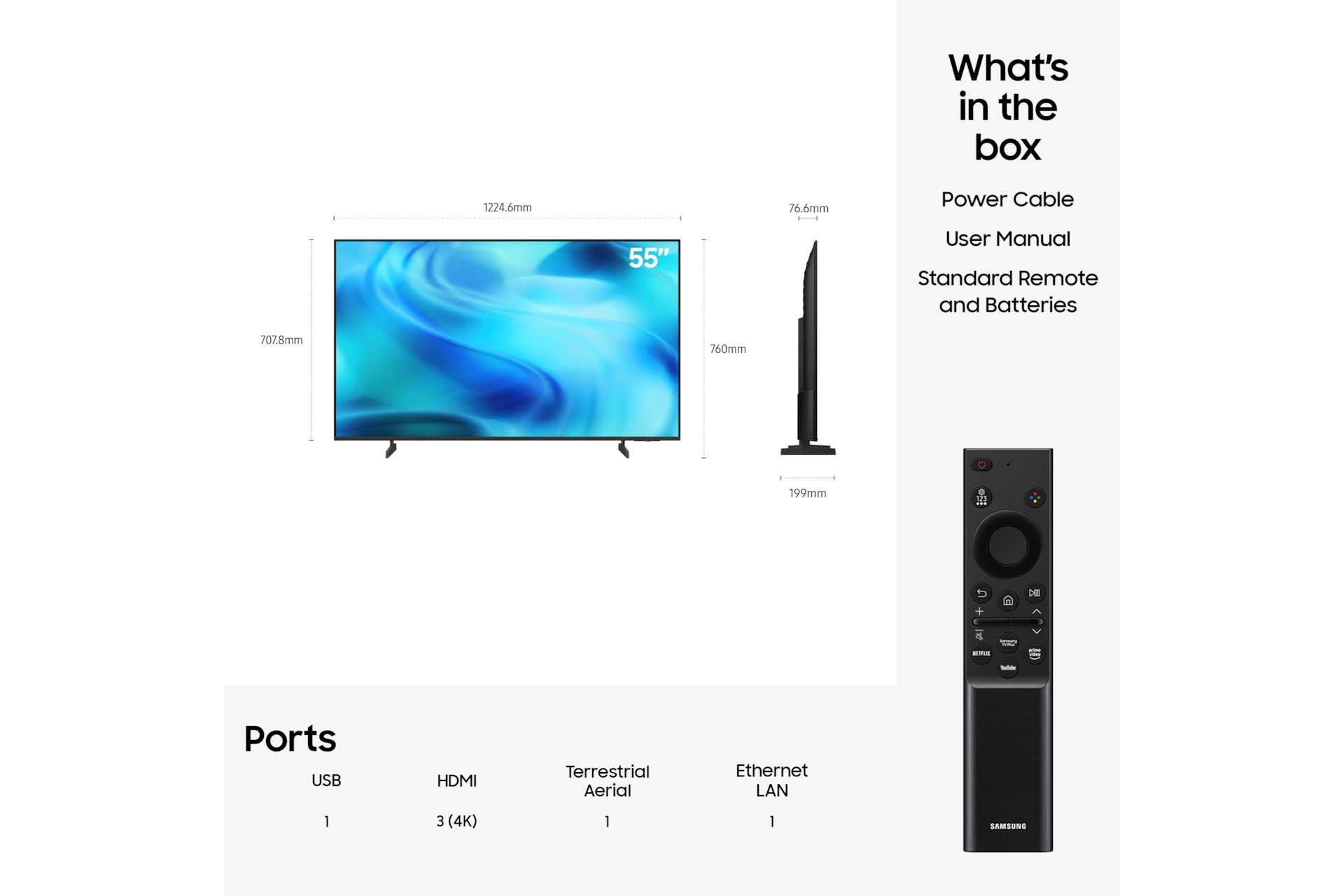 55" Crystal UHD U8020H 4K Samsung Vision AI Smart TV (2026) Titanium Gray
