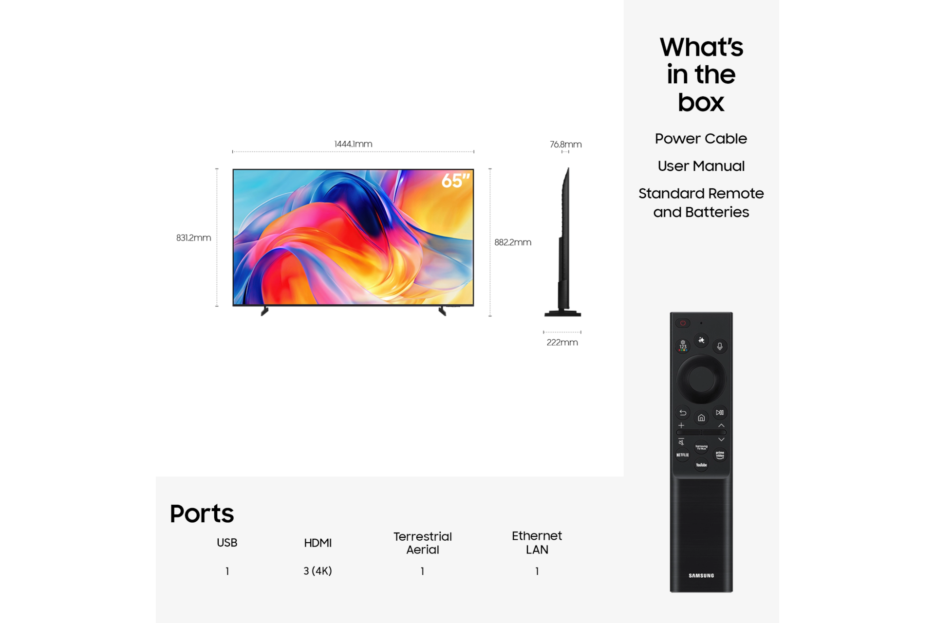 65" Mini LED M70H 4K Samsung Vision AI Smart TV (2026) Titanium Black