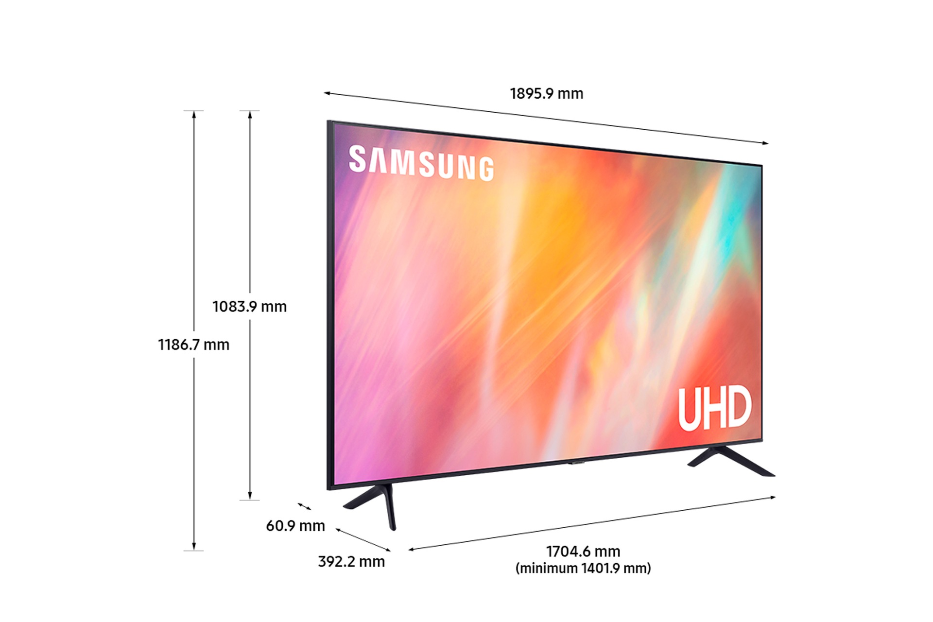 TV LED 215,9 cm (85) Samsung UE85AU7175, 4K UHD, Smart TV