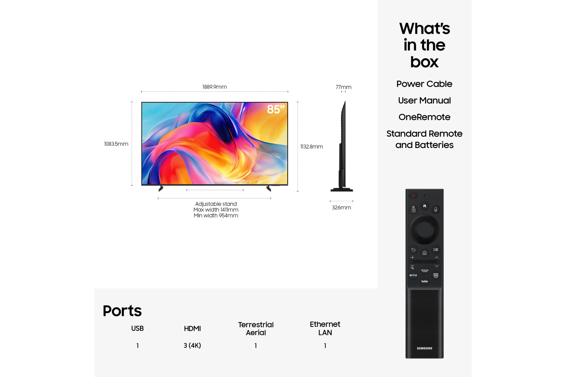 85" Mini LED M70H 4K Samsung Vision AI Smart TV (2026) Titanium Black