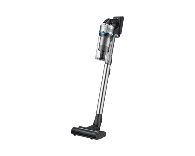 A Samsung Jet 90 Pet Cordless Stick Vacuum vacuum cleaner on a white background.