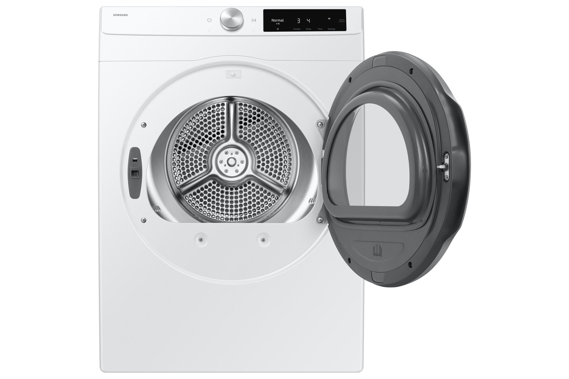 Compact electric dryer with door open