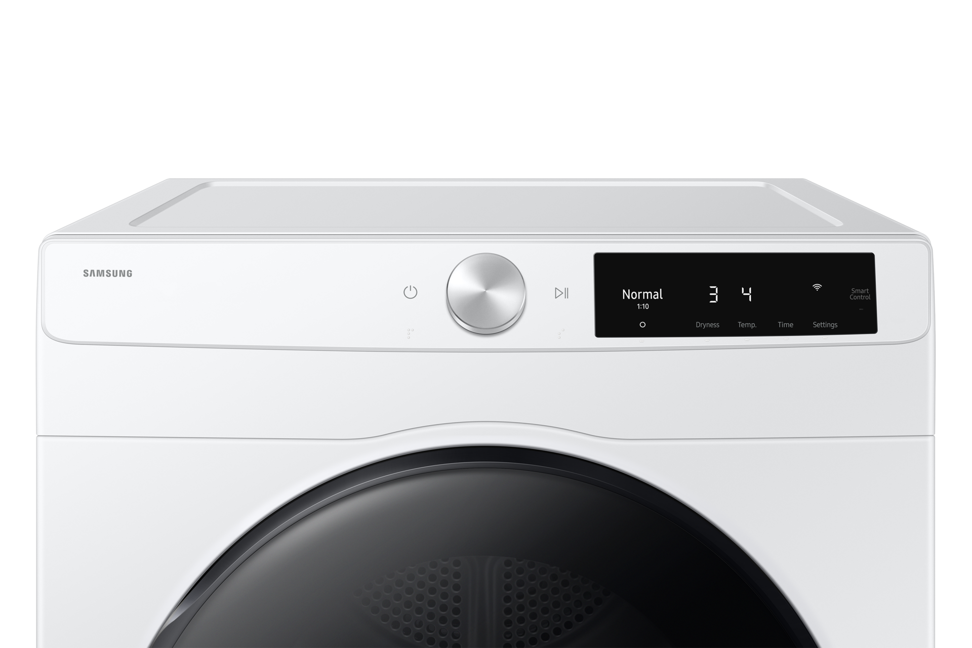 Front view of compact electric dryer with Control Panel