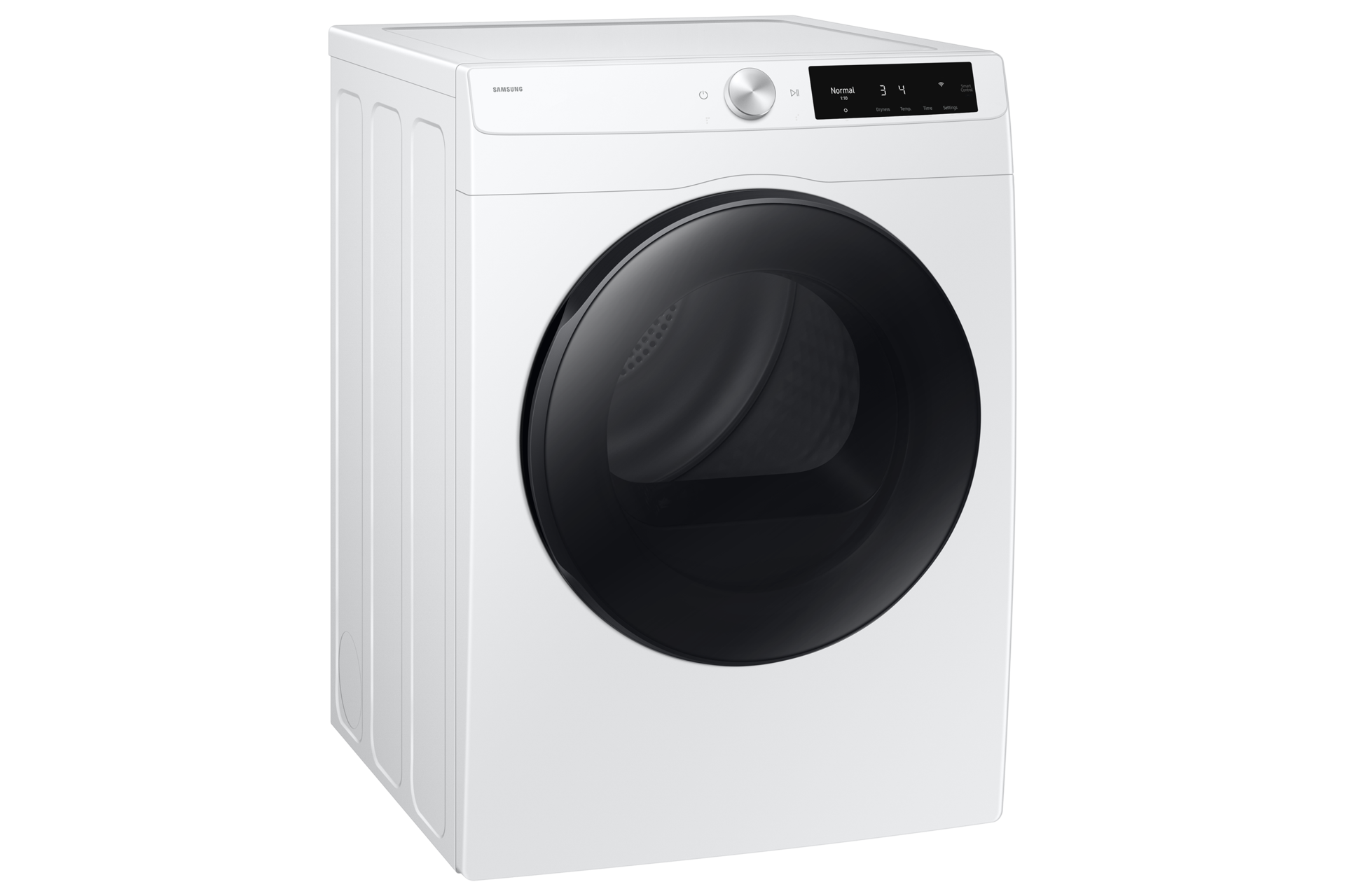 Angled view of compact electric dryer