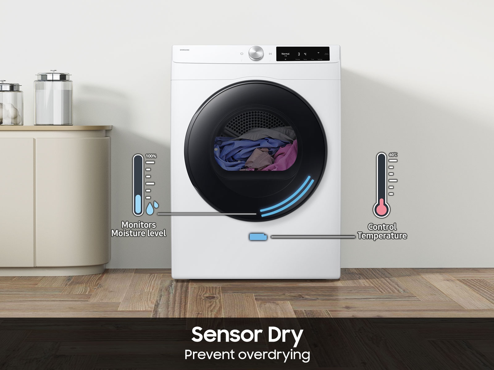 Compact electric dryer with Sensor Dry feature