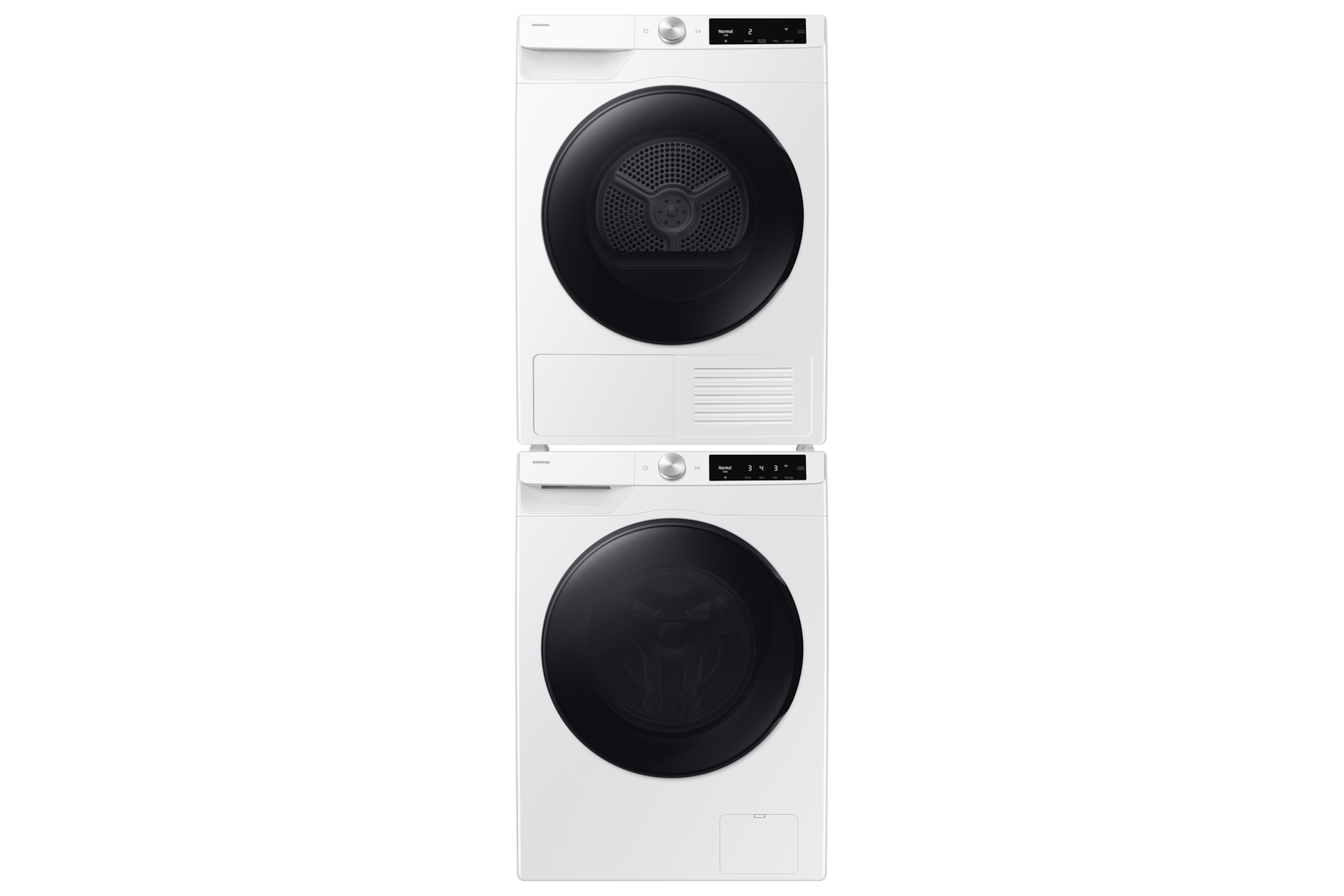 Stacked compact front load washer and dryer