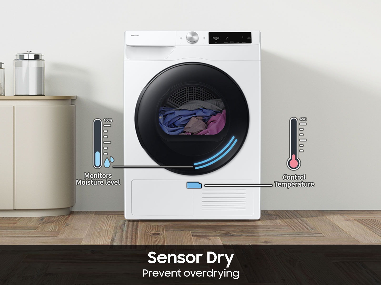 Compact heat pump dryer with Sensor Dry feature