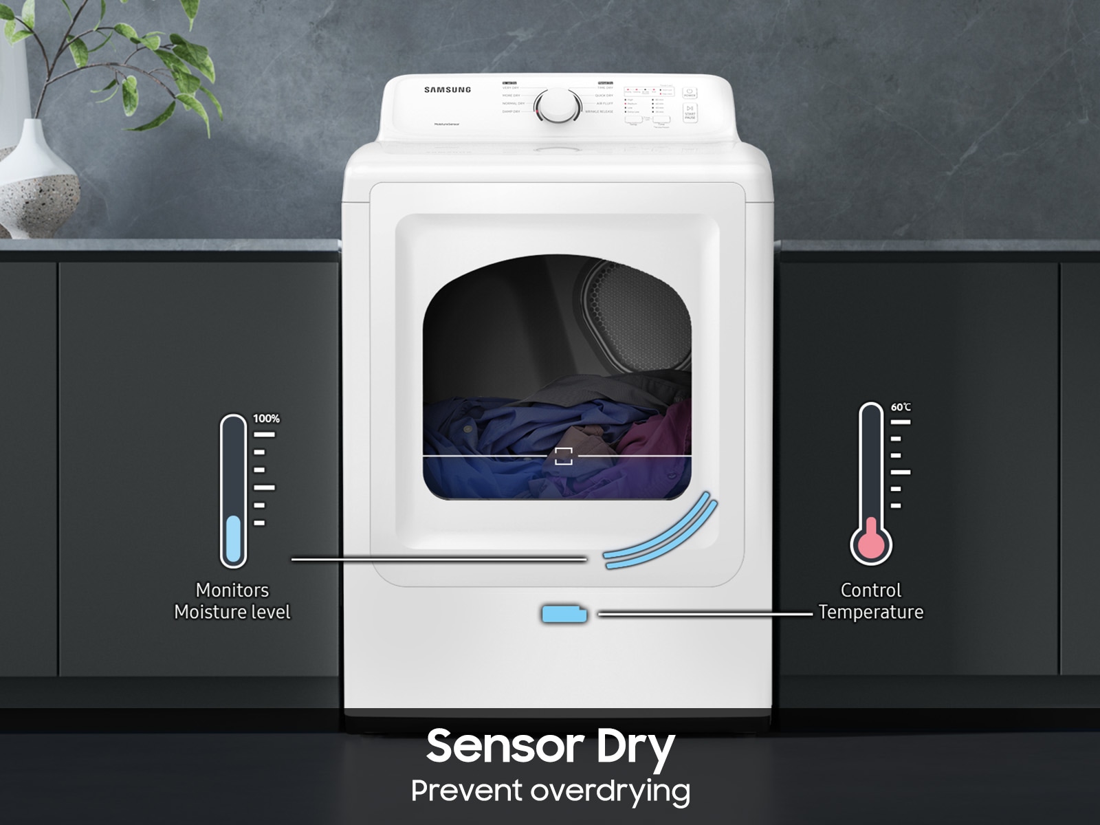 7.2 cu. ft. Electric Dryer with Sensor Dry and 8 Drying Cycles in White