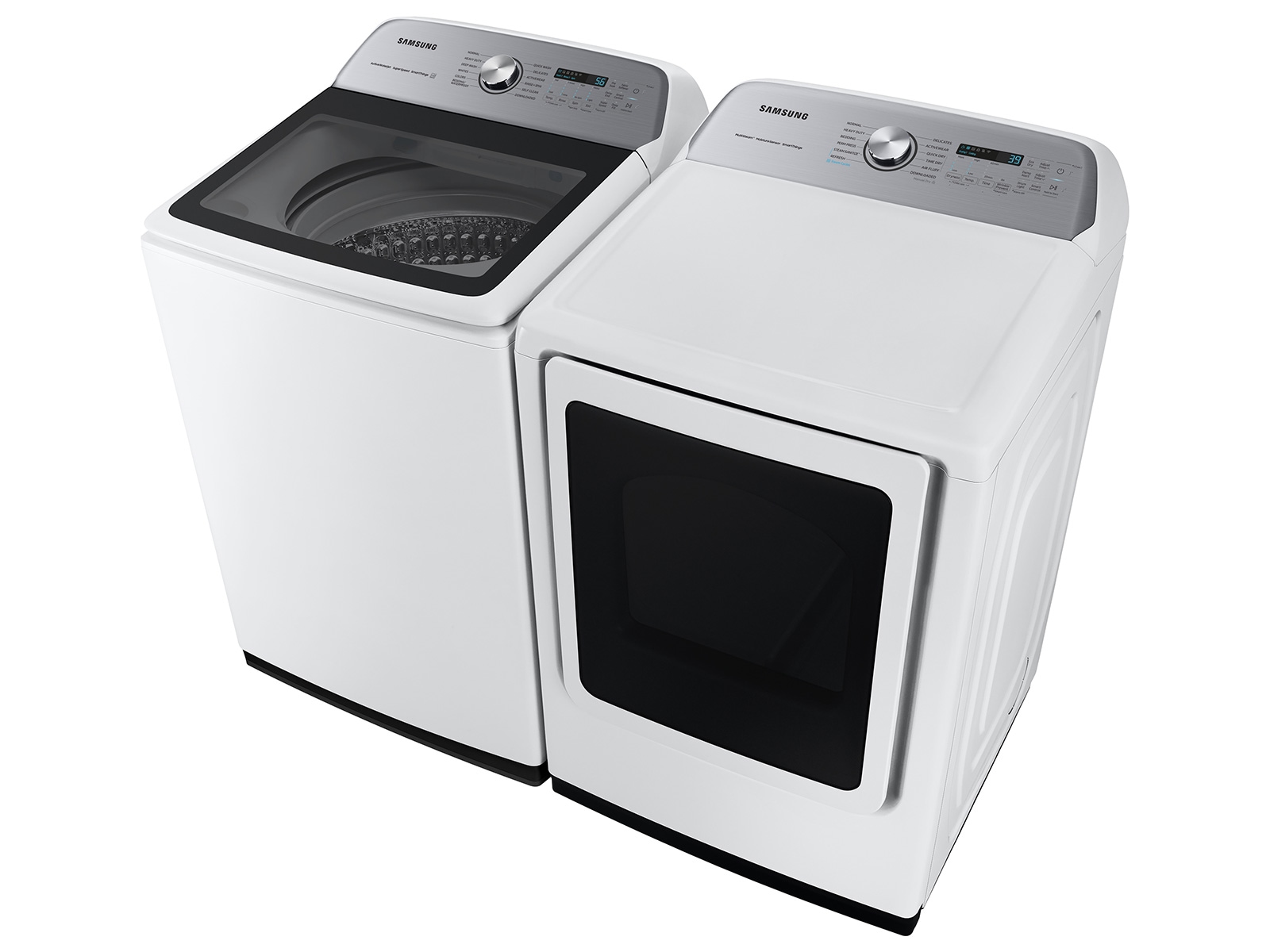 7.4 cu. ft. Smart Electric Dryer with Steam Sanitize+ in White Front-Pair-Open White 