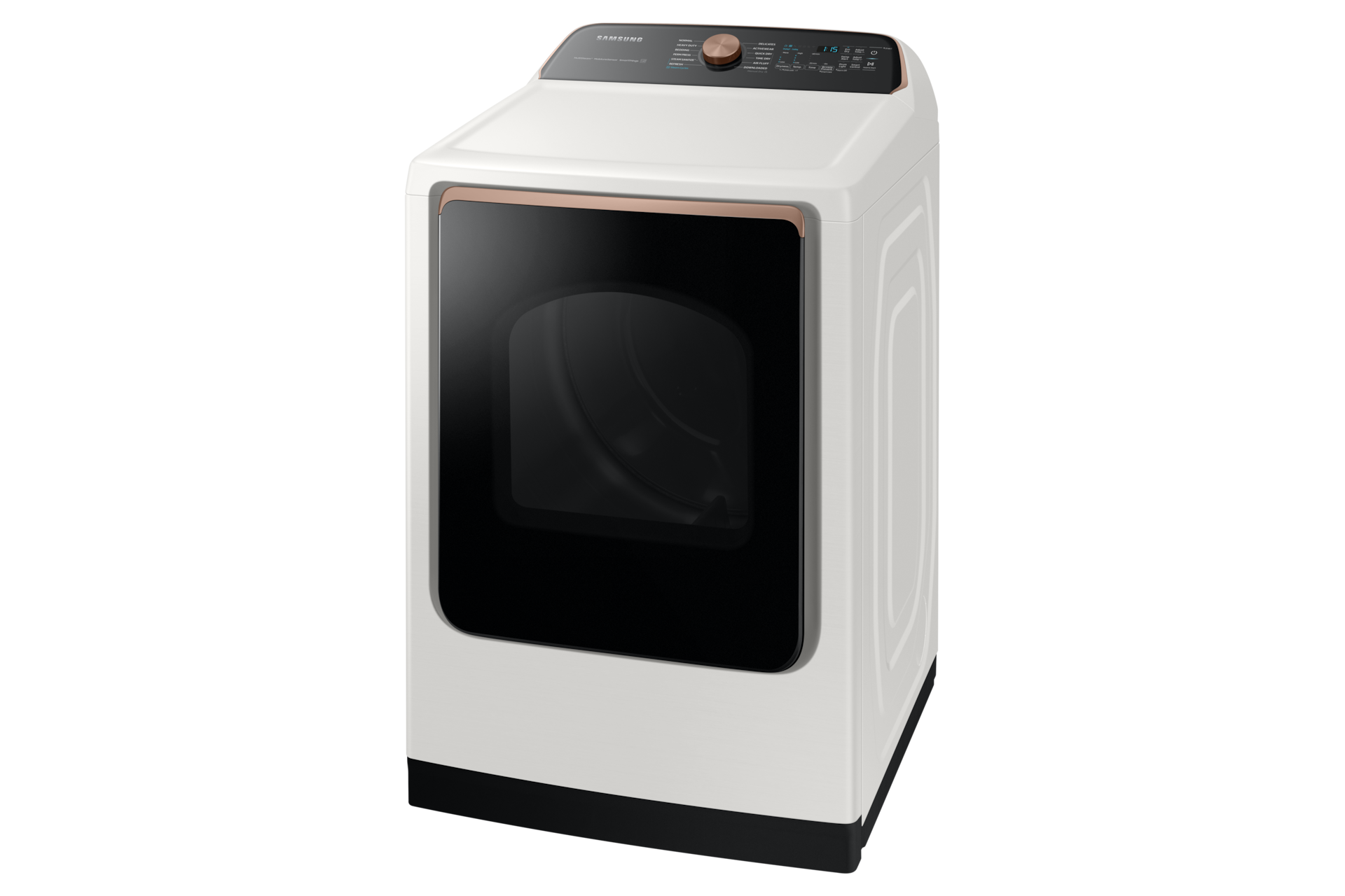 7.4 cu. ft. Smart Electric Dryer with Steam Sanitize+ in Ivory R-Perspective Ivory White 