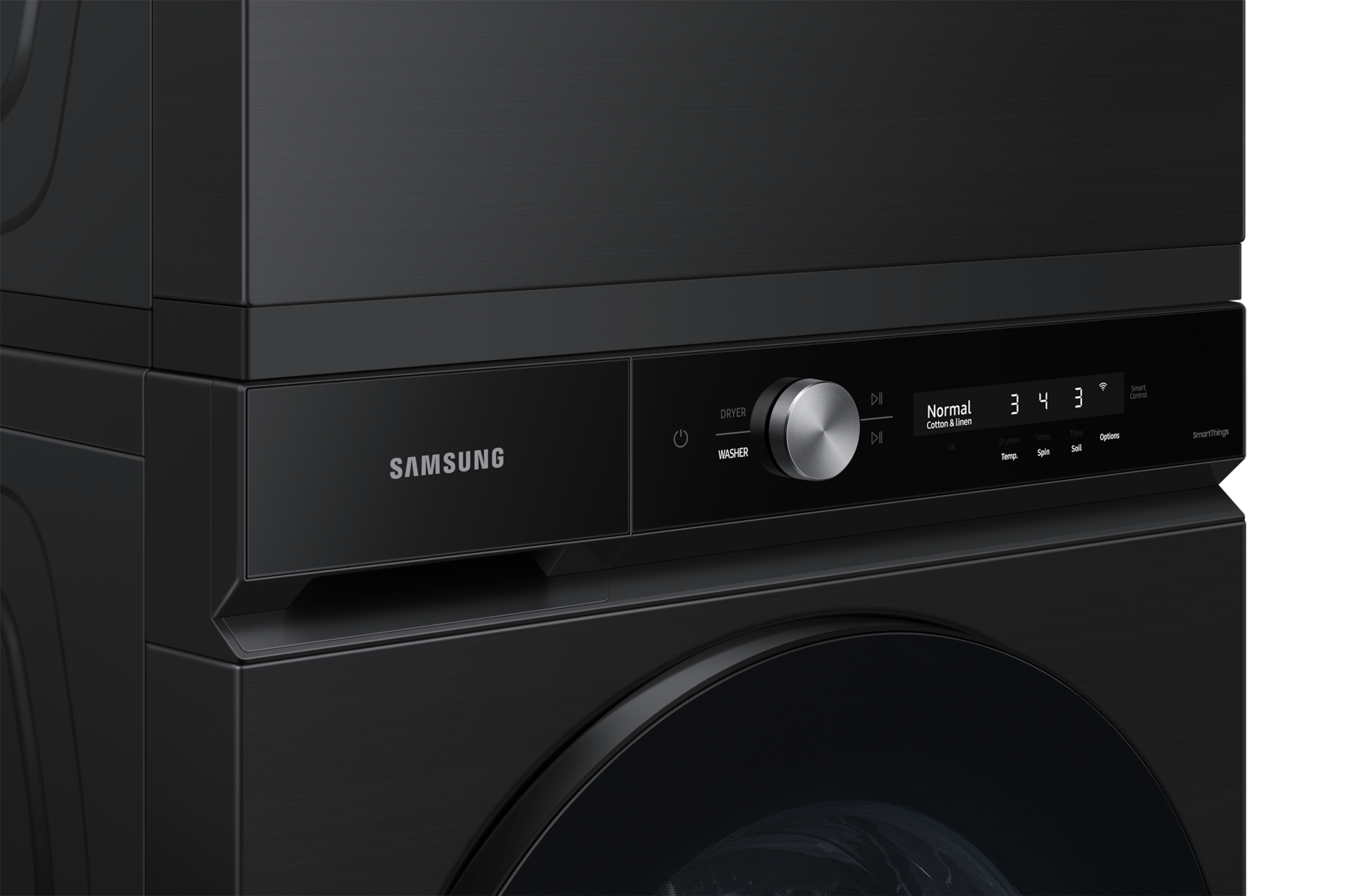 Bespoke 7.6 cu. ft. Ultra Capacity Gas Dryer with Super Speed Dry and AI Smart Dial in Brushed Black Detail Black 
