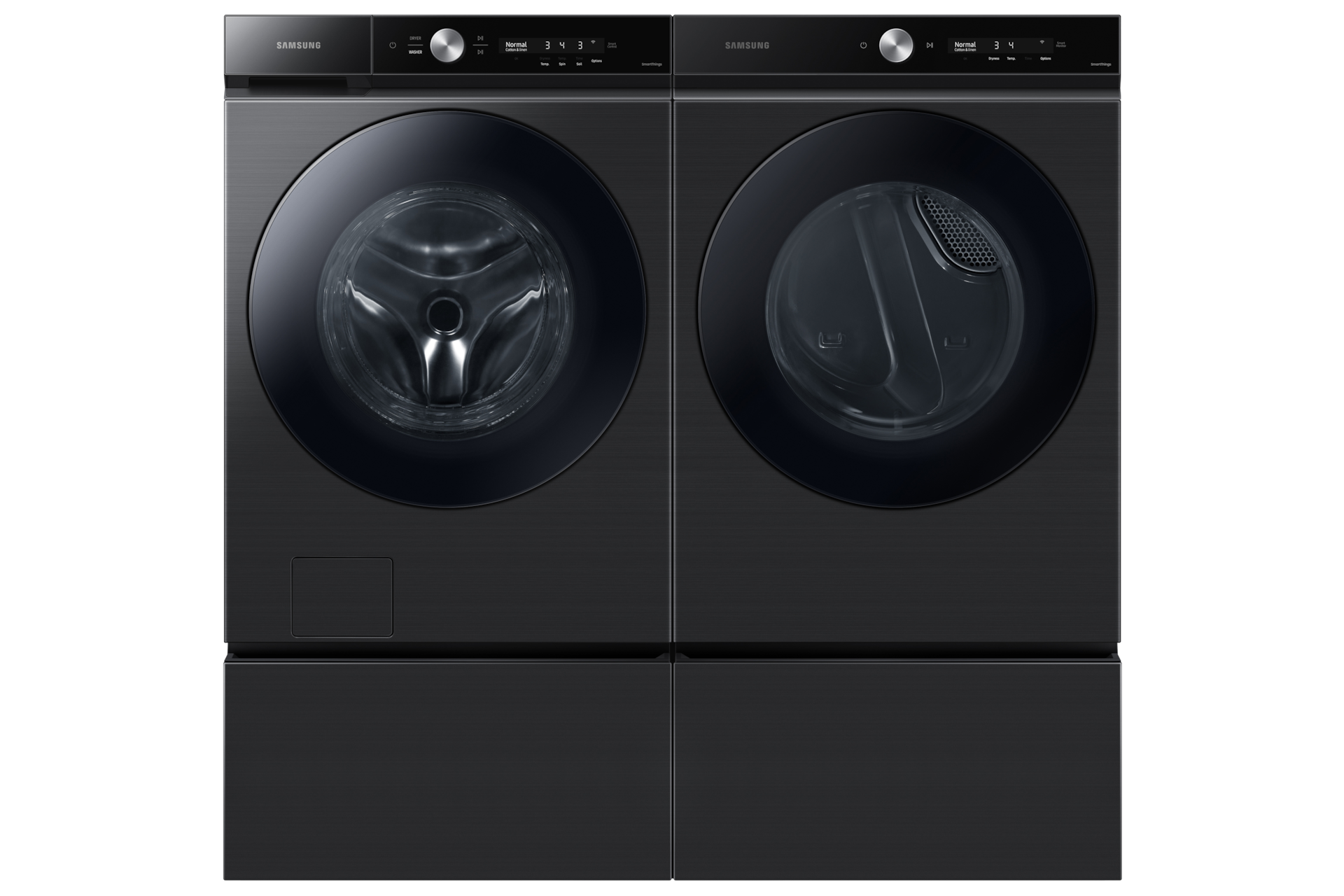 Bespoke 7.6 cu. ft. Ultra Capacity Gas Dryer with Super Speed Dry and AI Smart Dial in Brushed Black Front-Pair2 Black 
