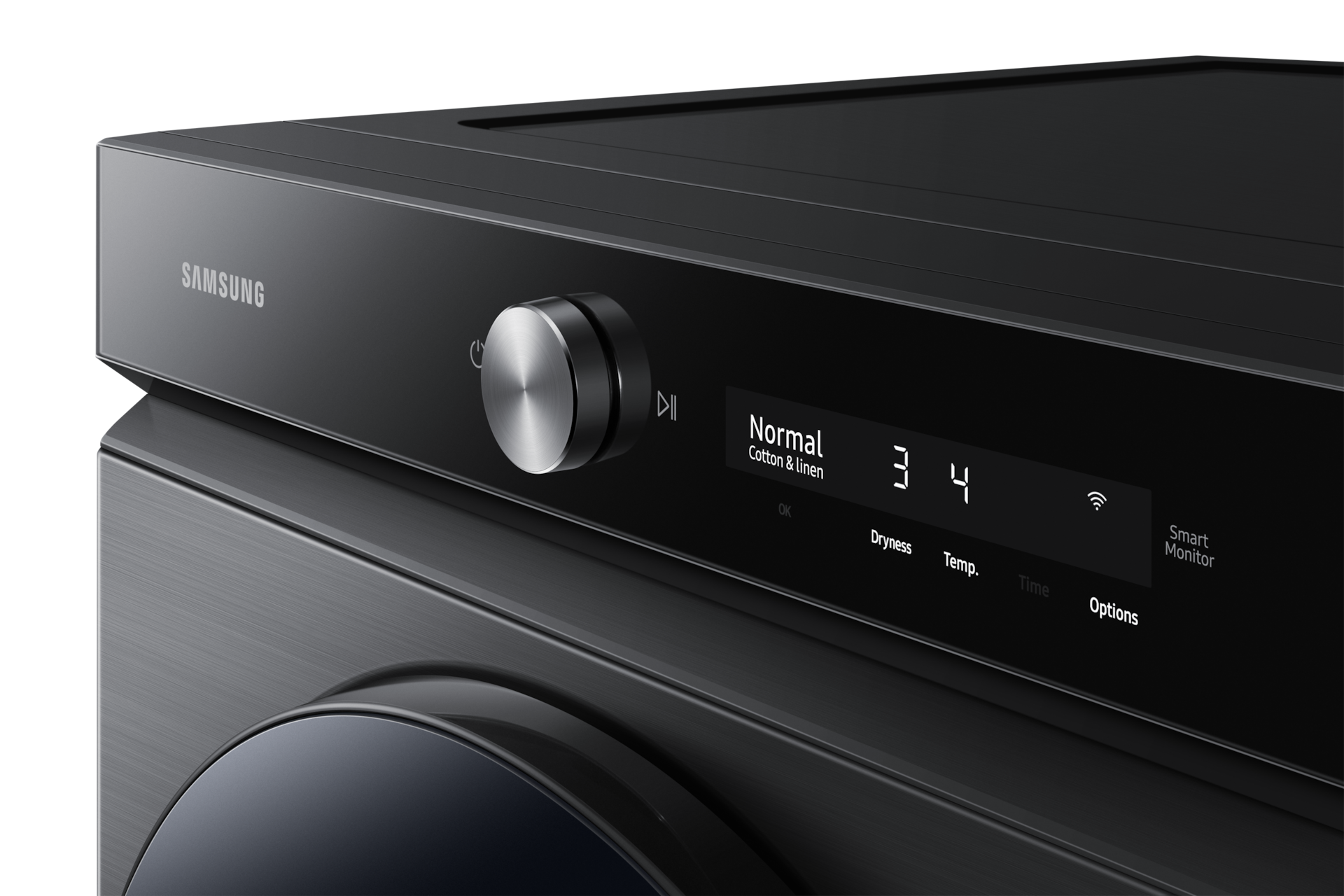 Bespoke 7.6 cu. ft. Ultra Capacity Gas Dryer with Super Speed Dry and AI Smart Dial in Brushed Black Detail2 Black 