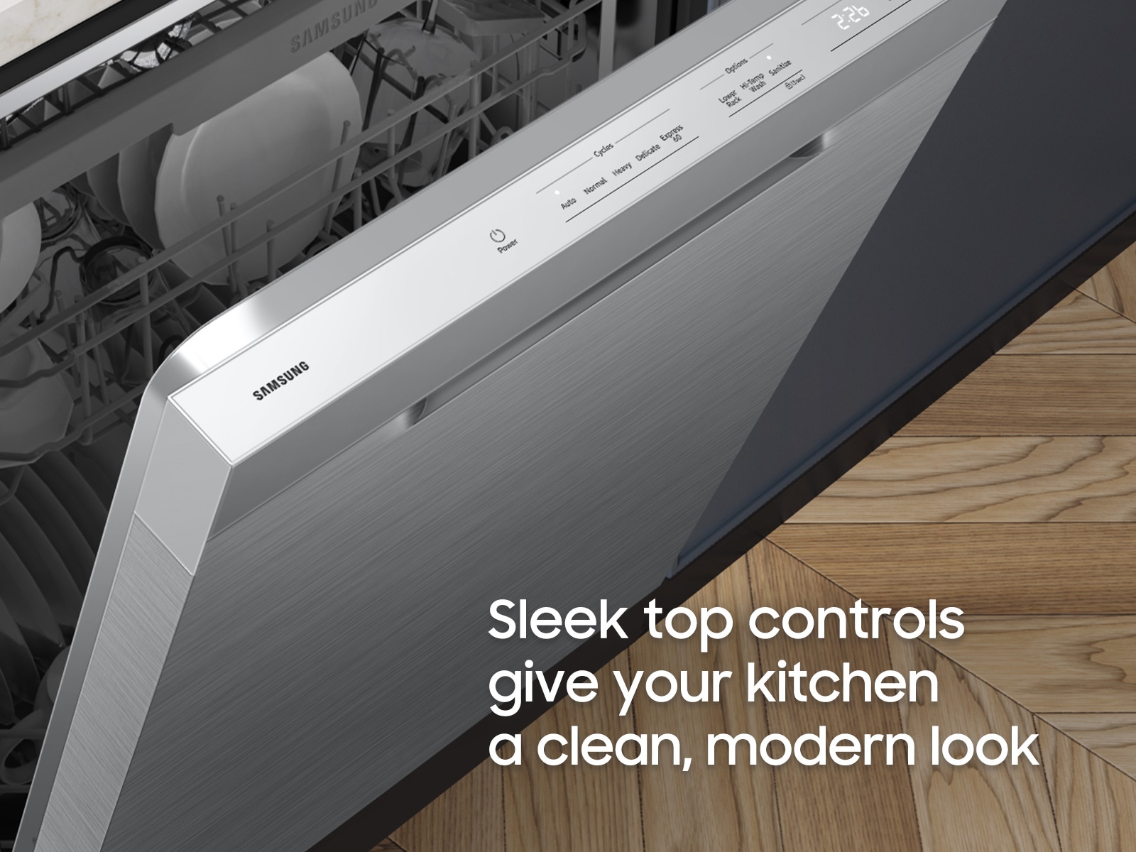 Top Control Panel on 48dBA Dishwasher with 3rd Rack and AutoRelease Door Drying