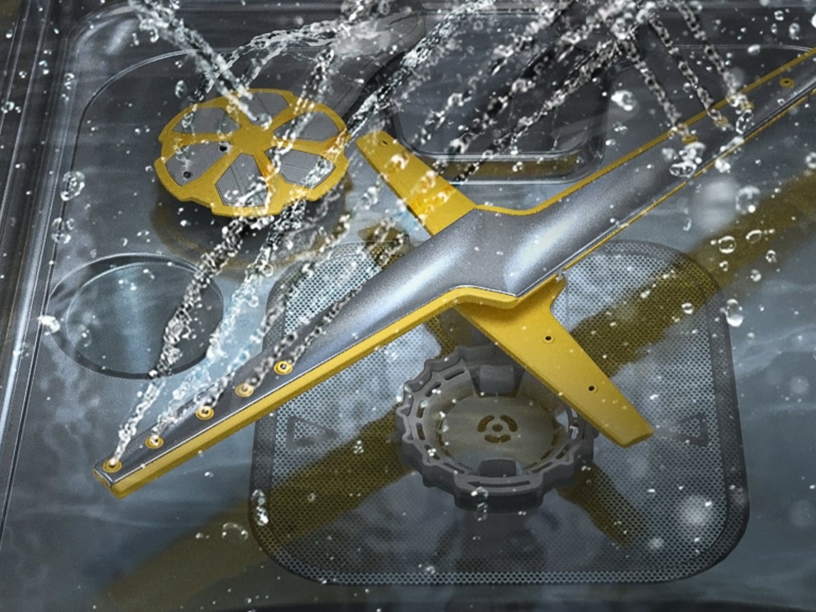 AutoRelease Smart 42dBA Dishwasher with StormWash+™ and Smart Dry Side-Perspective Silver 