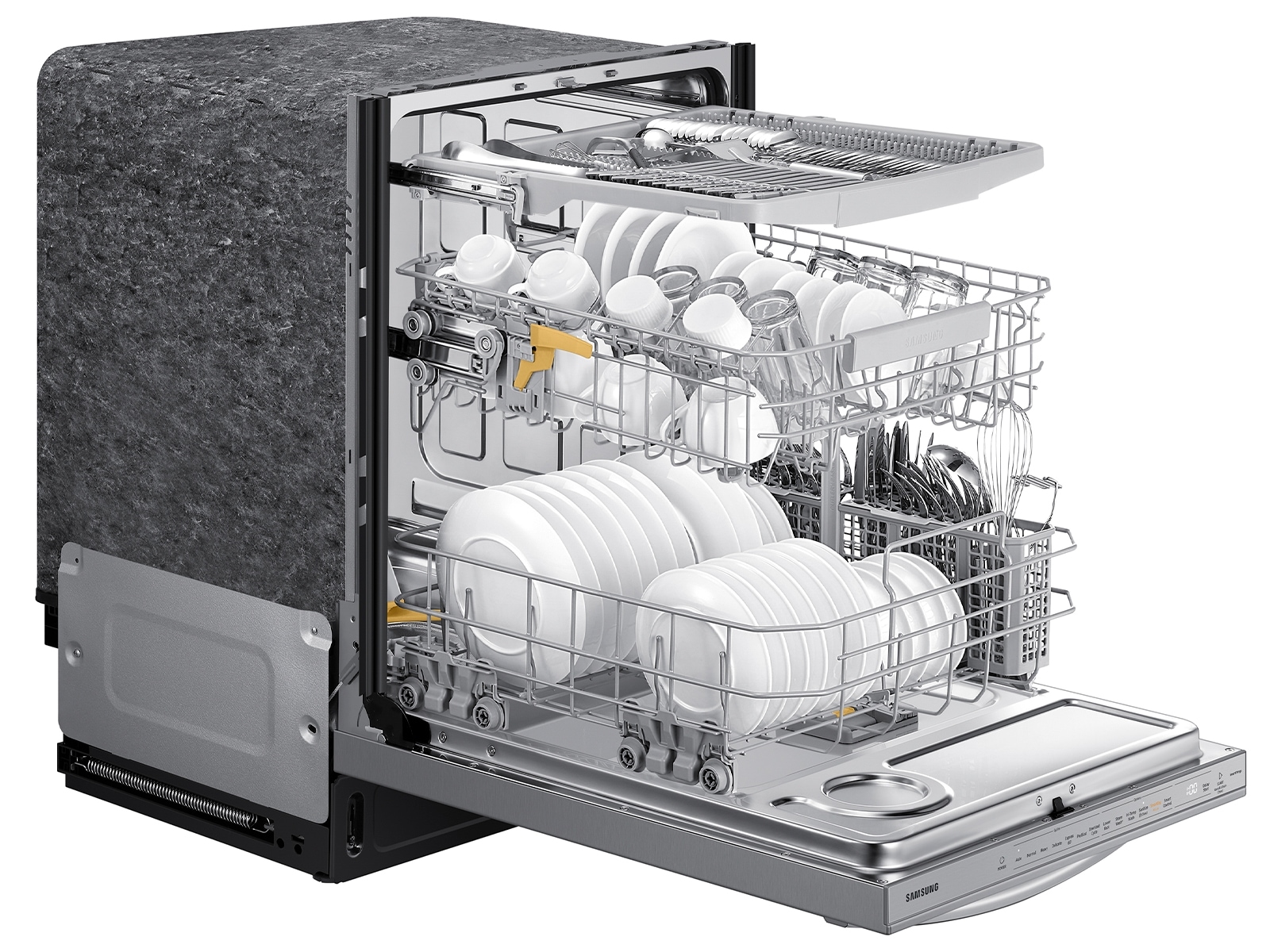 AutoRelease Smart 42dBA Dishwasher with StormWash+™ and Smart Dry Tilted-Top-view1 Silver 