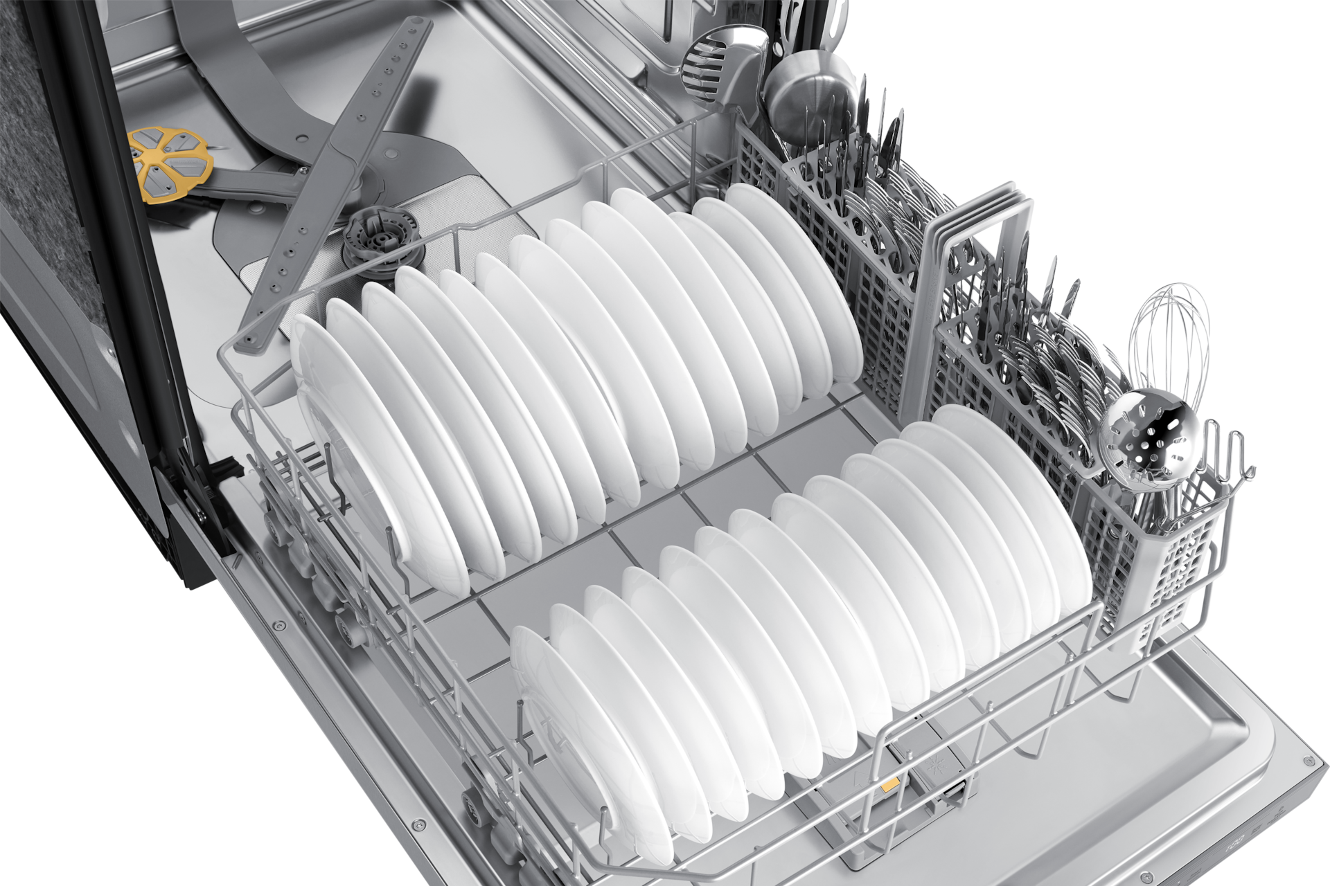 Bespoke AutoRelease Smart 46dBA Dishwasher with StormWash™ in White Glass Tilted-Top-view3 White 