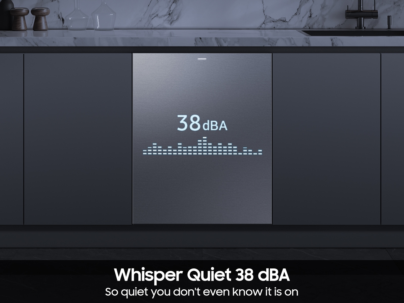 38 dBA Bespoke Auto Open Door Dishwasher with 3rd Rack Washing System in Fingerprint Resistant Stainless Steel Silver