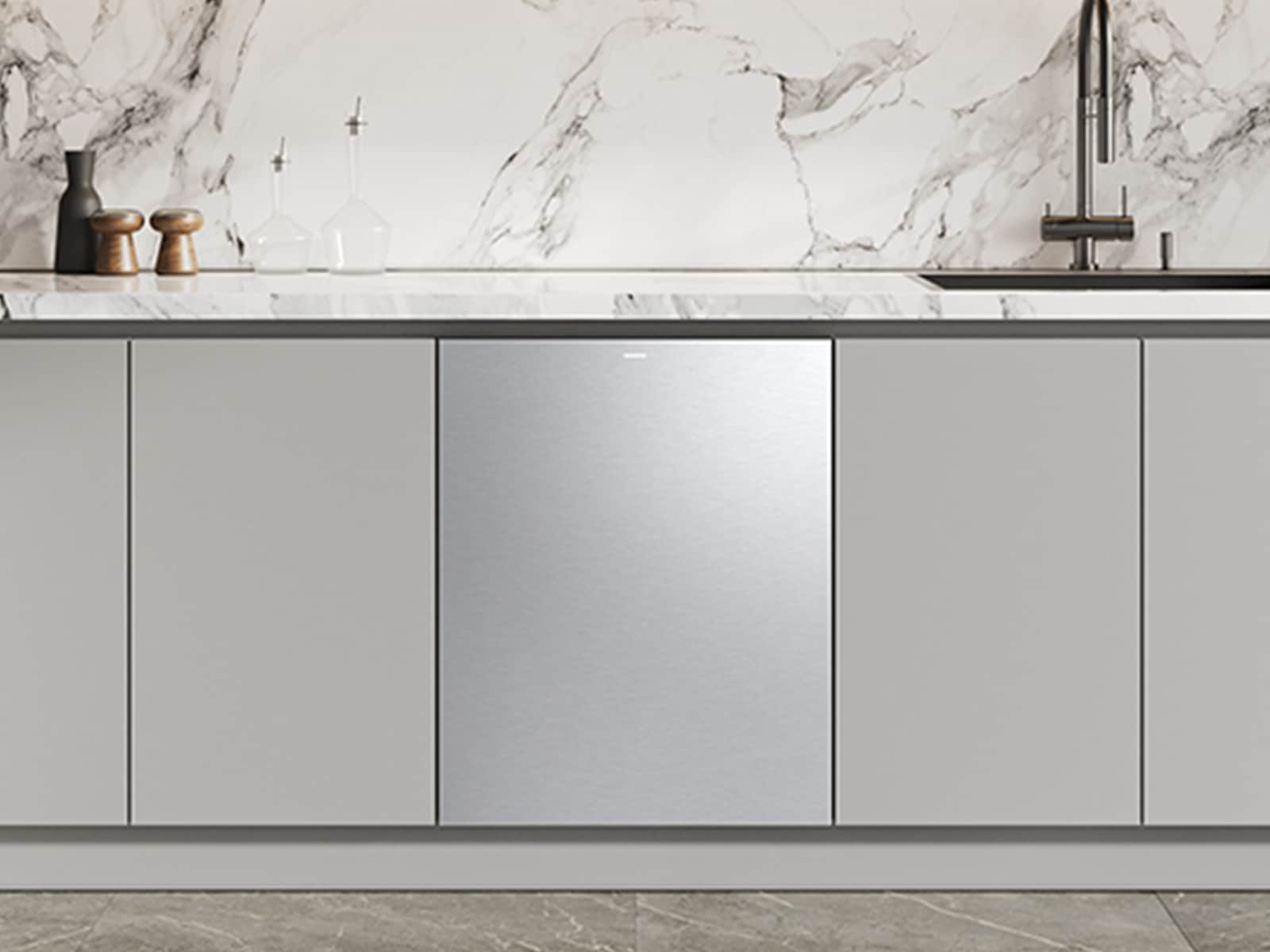 38 dBA Bespoke Auto Open Door Dishwasher with 3rd Rack Washing System in Fingerprint Resistant Stainless Steel Silver