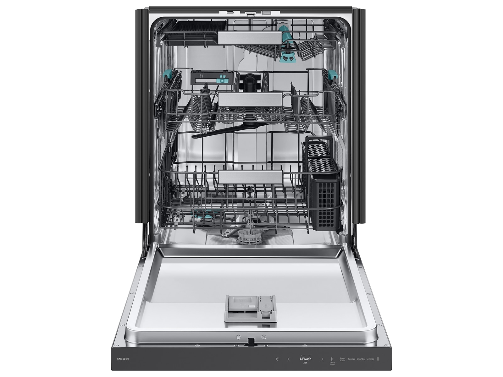 38 dBA Bespoke Auto Open Door Dishwasher with 3rd Rack Washing System in Fingerprint Resistant Stainless Steel Silver