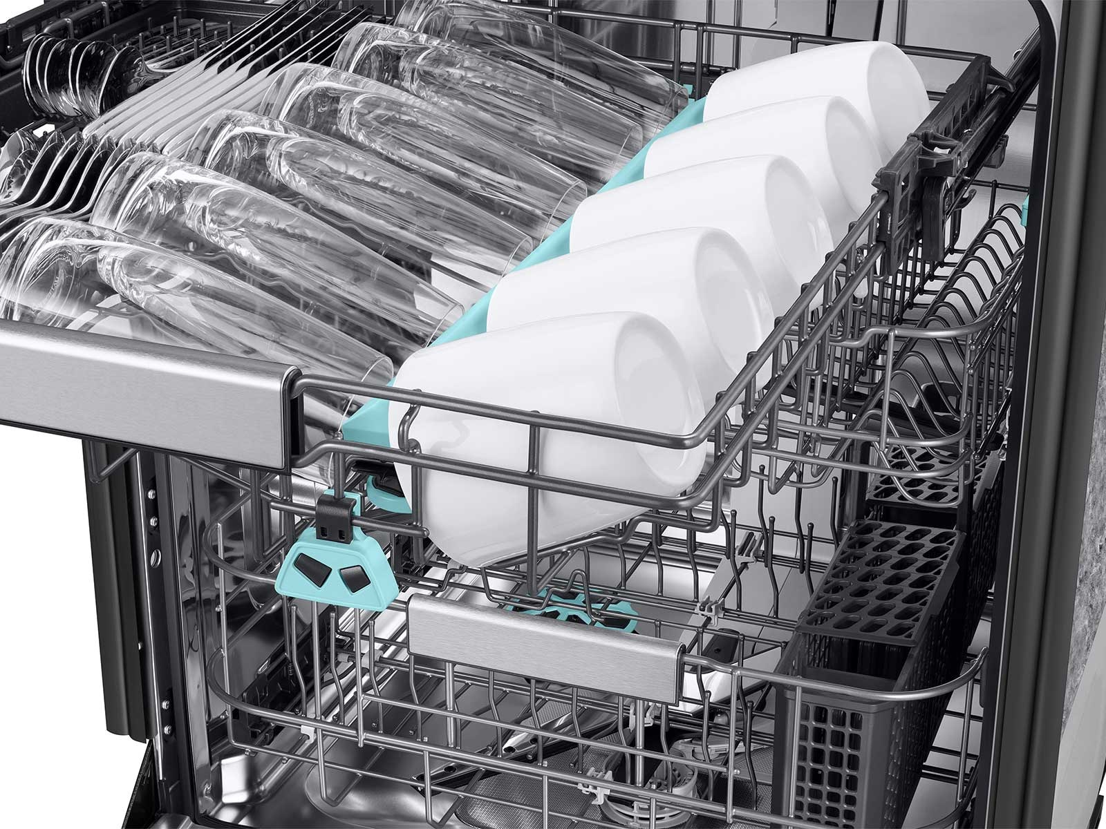 38 dBA Bespoke Auto Open Door Dishwasher with 3rd Rack Washing System in Fingerprint Resistant Stainless Steel Silver