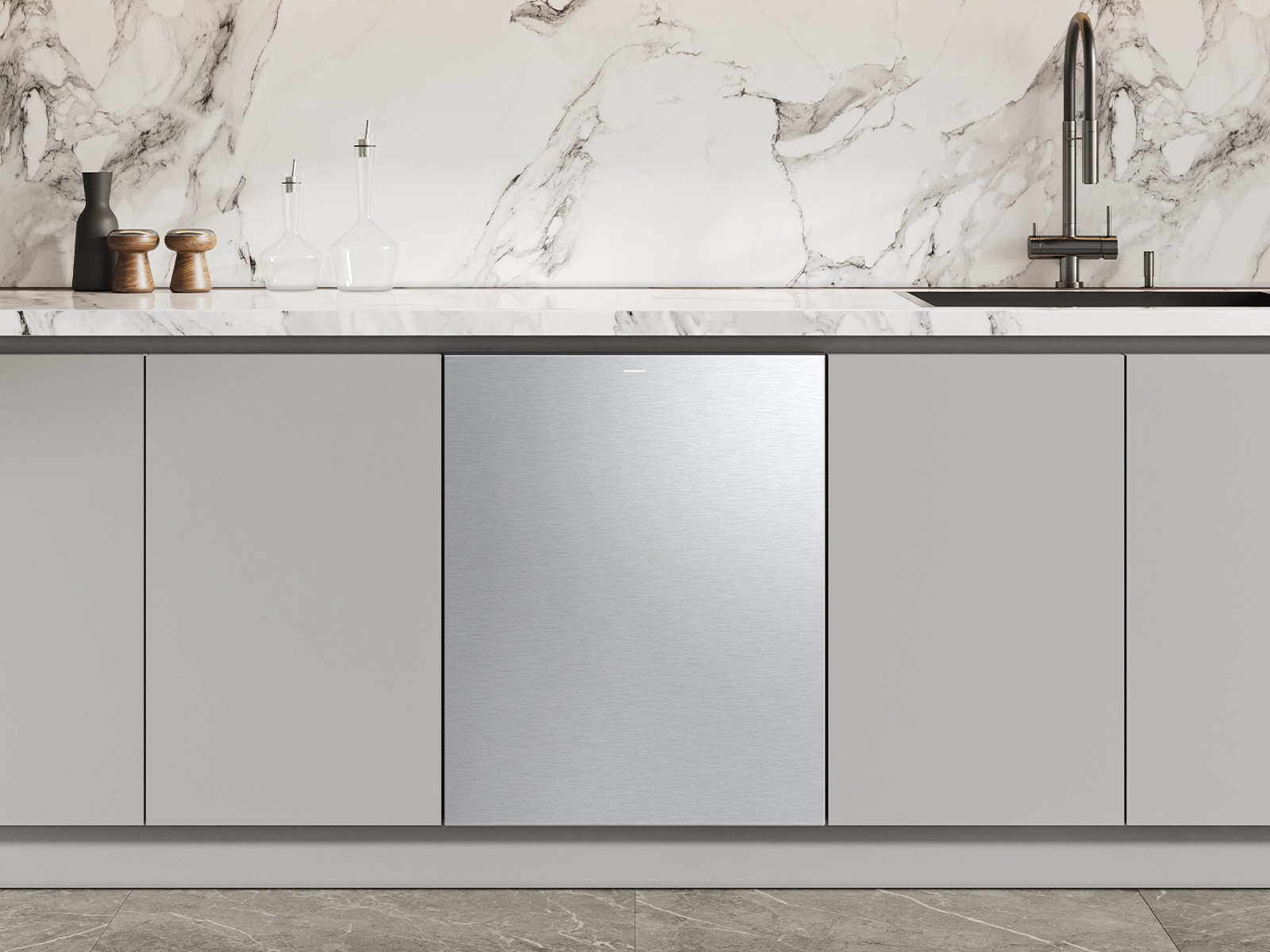 38 dBA Bespoke Auto Open Door Dishwasher with 3rd Rack Washing System in Fingerprint Resistant Stainless Steel Silver