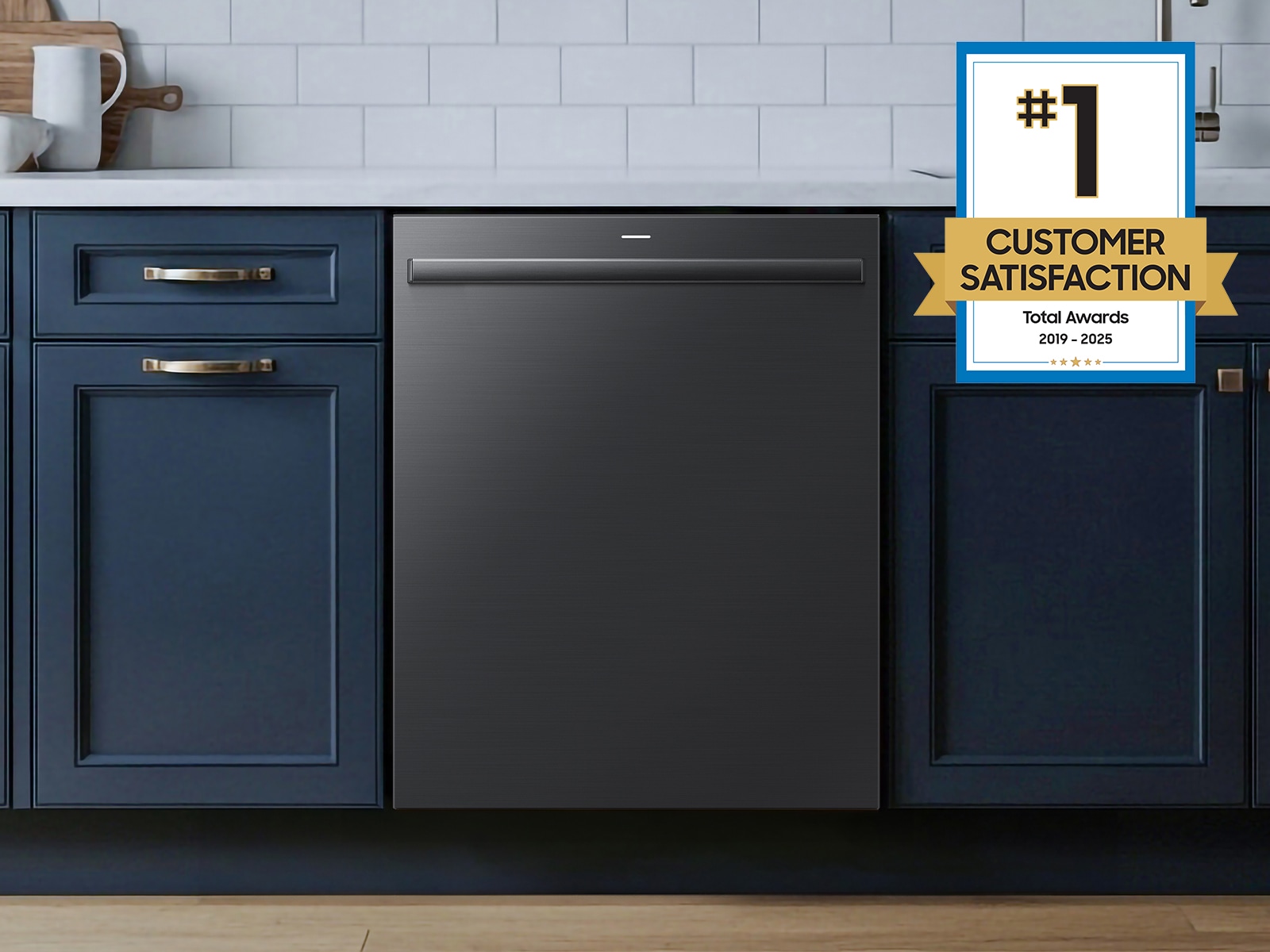 Bespoke AI Smart Dishwasher AI Wash &amp; 3rd Rack Washing System | AutoRelease Door 38 dBA Matte Black Steel