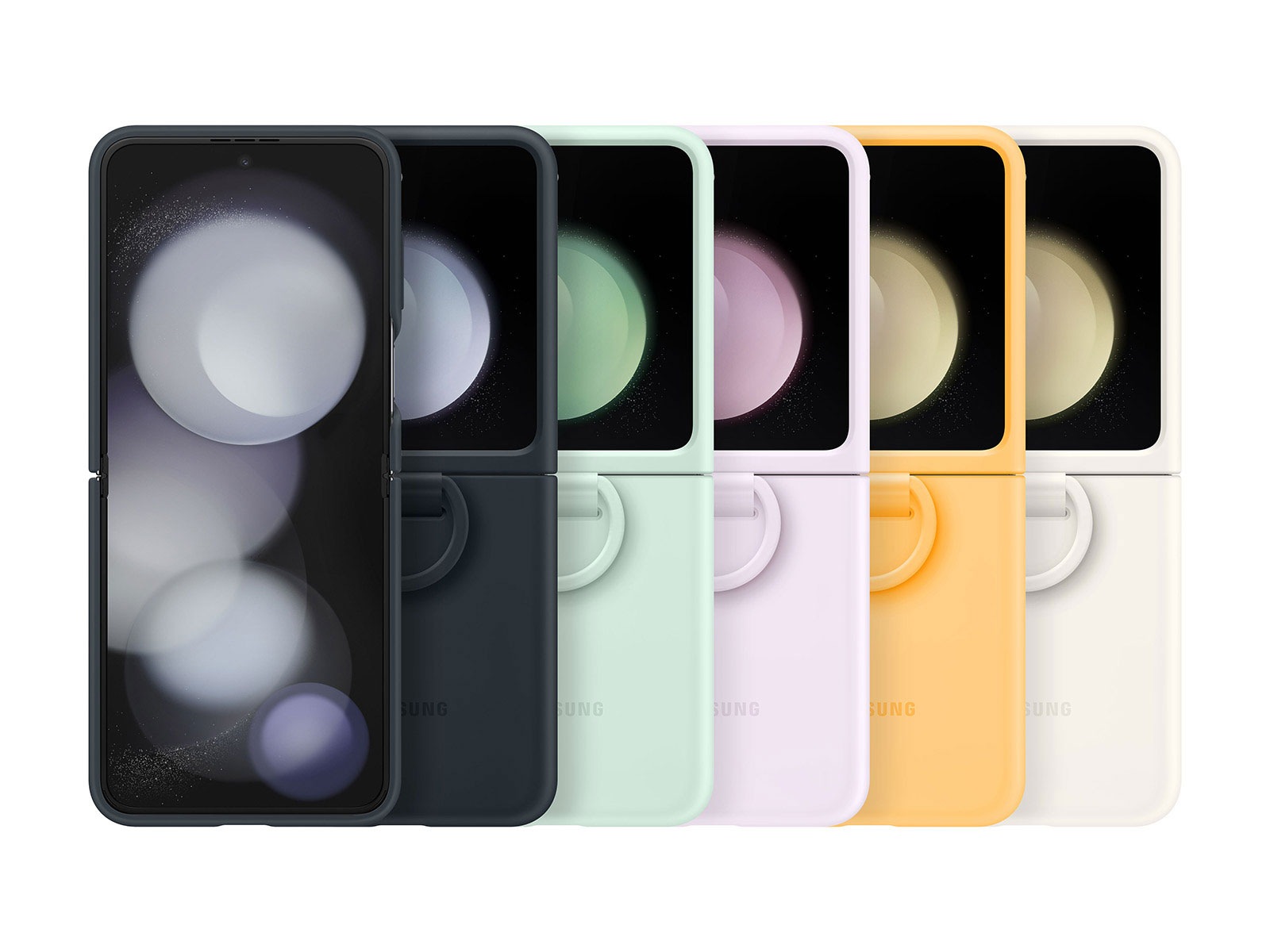 Galaxy Z Flip5 Silicone Case with Ring Cream