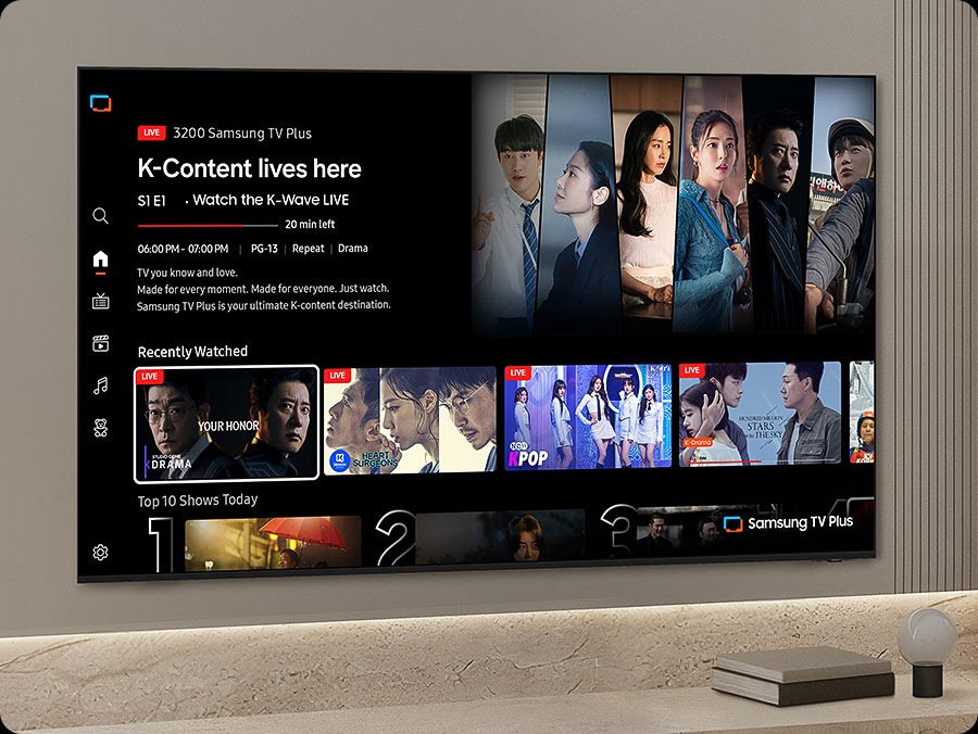 Experience the best of TV with Samsung TV Plus, offering over 400 channels and thousands of on-demand shows and movies&mdash;all free with a Samsung Account. Enjoy a wide range of content, including news, sports, and movies, with channel availability varying by location.