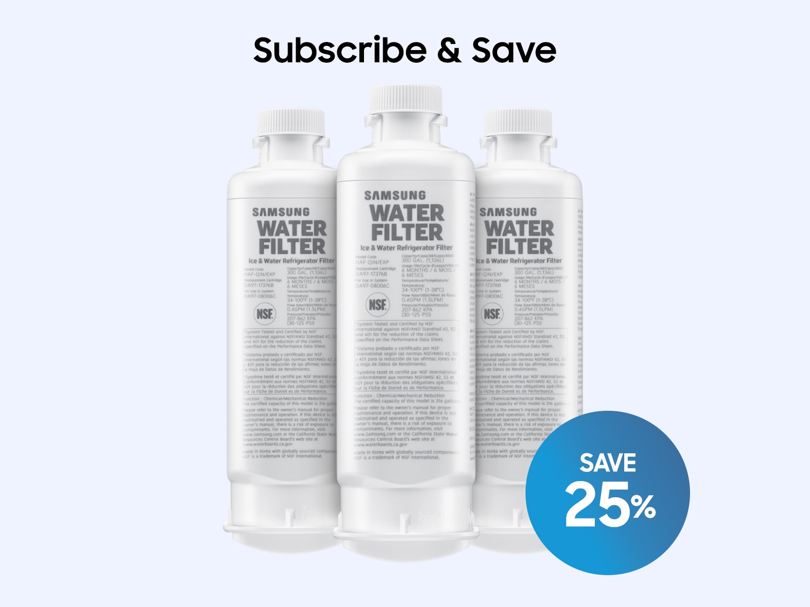 HAF-CIN 2 Pack Refrigerator Water Filter White