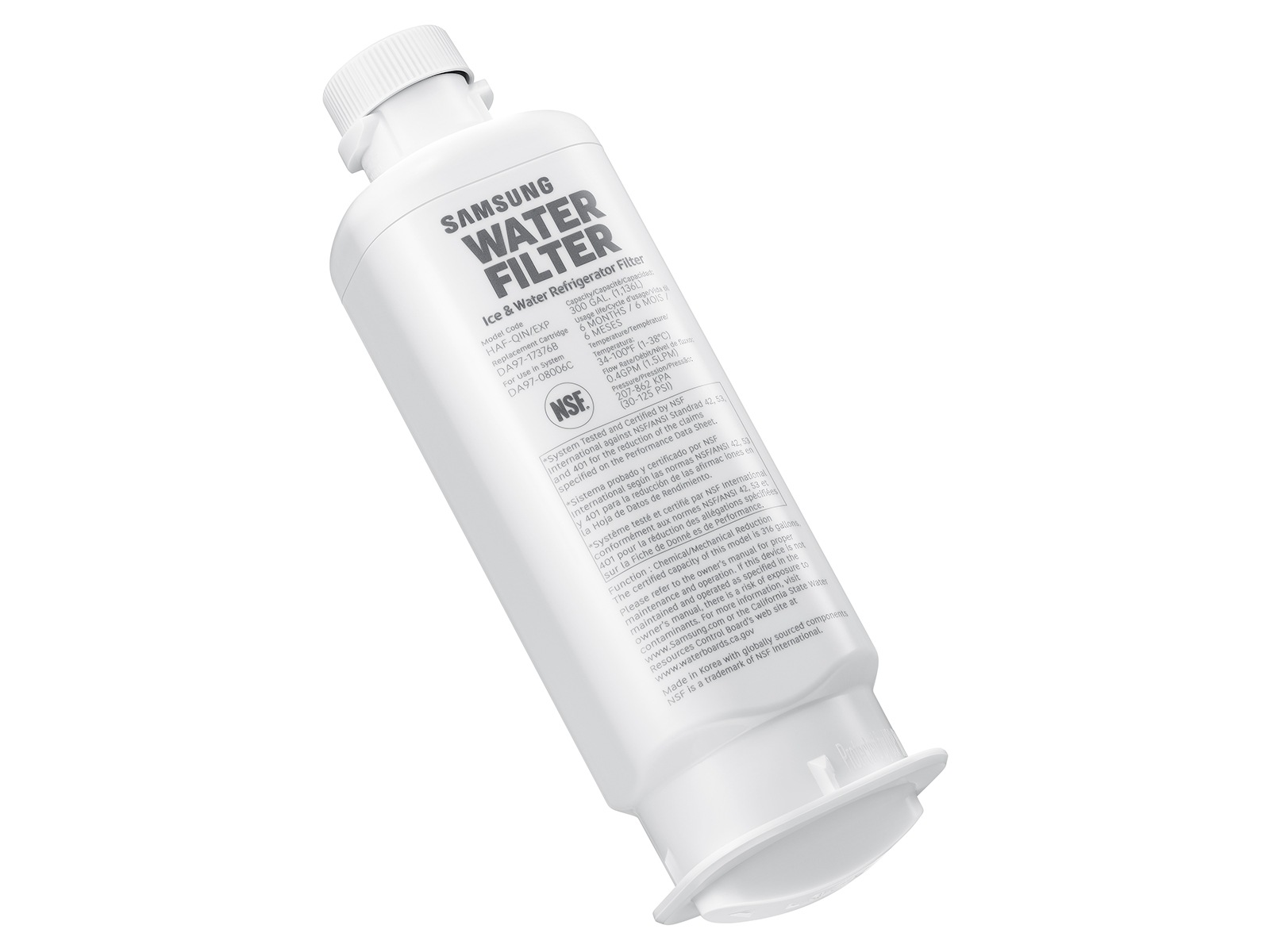 Water Filter Refrigerator Accessory with Fresh filtered Water with Certified performance White