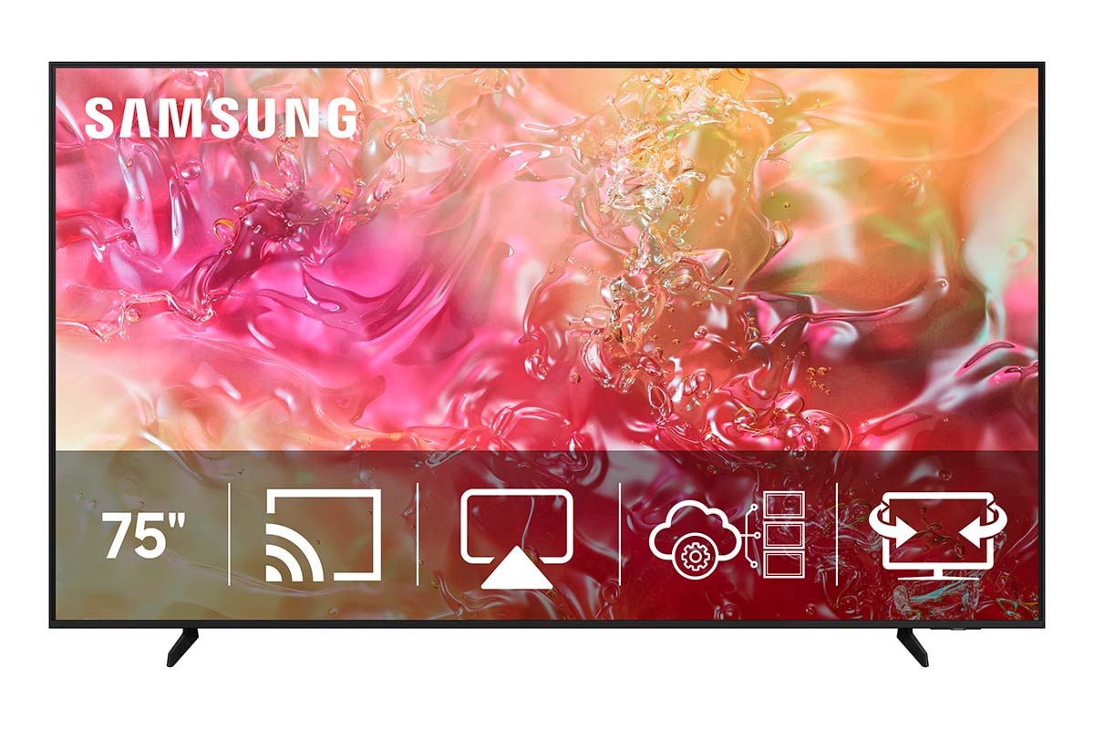 75 Samsung HU701F Smart Hospitality TV with Casting, Large OTT Library, and Pro Black