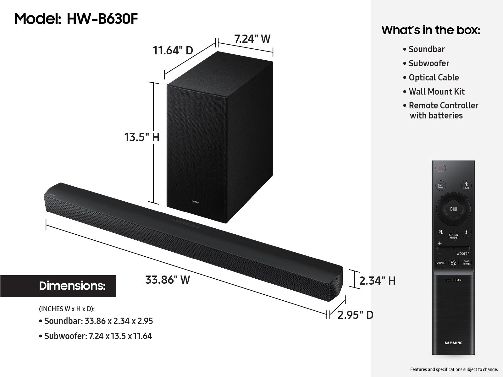 B-series Soundbar HW-B630F 3.1 ch (2025) Black