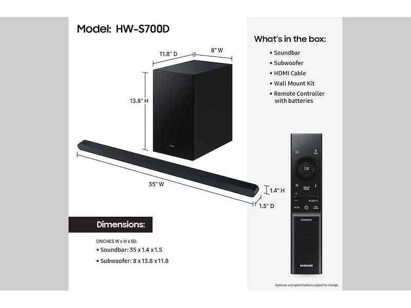 S-Series Soundbar HW-S700D Black