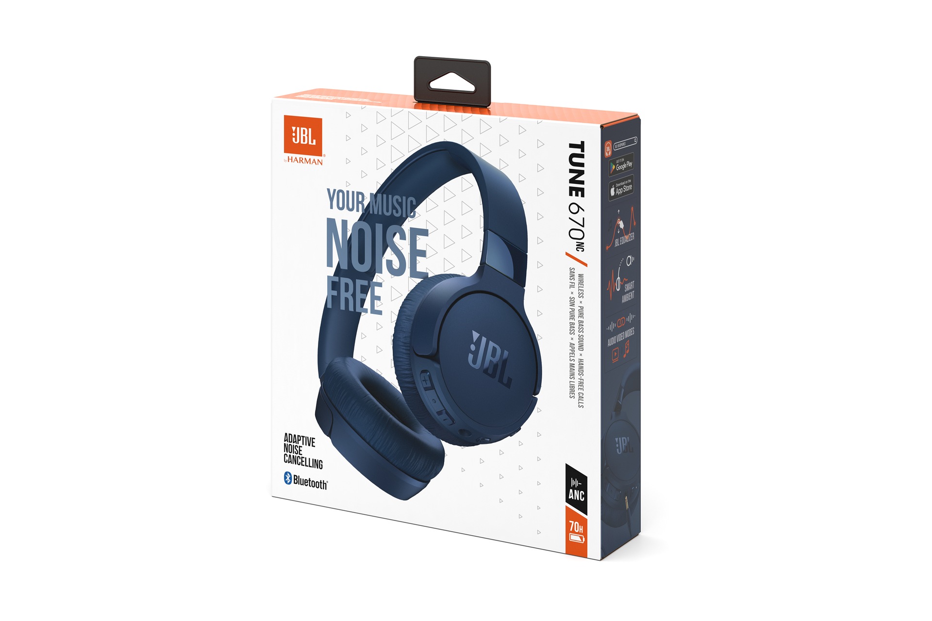 JBL Tune 670 Noise Cancelling Headphones Side Blue 