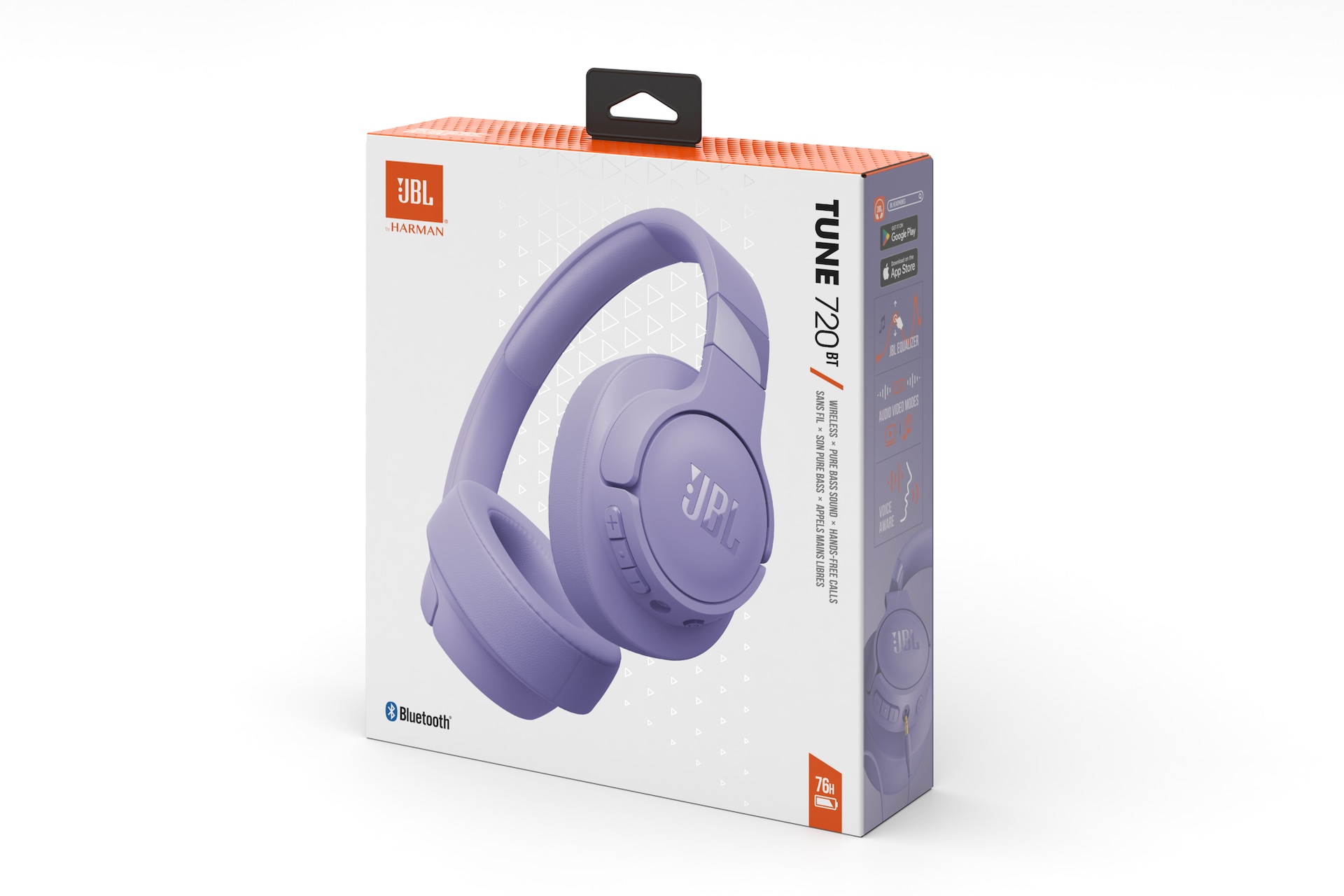 JBL Tune 720 Bluetooth Headphones Box Purple 