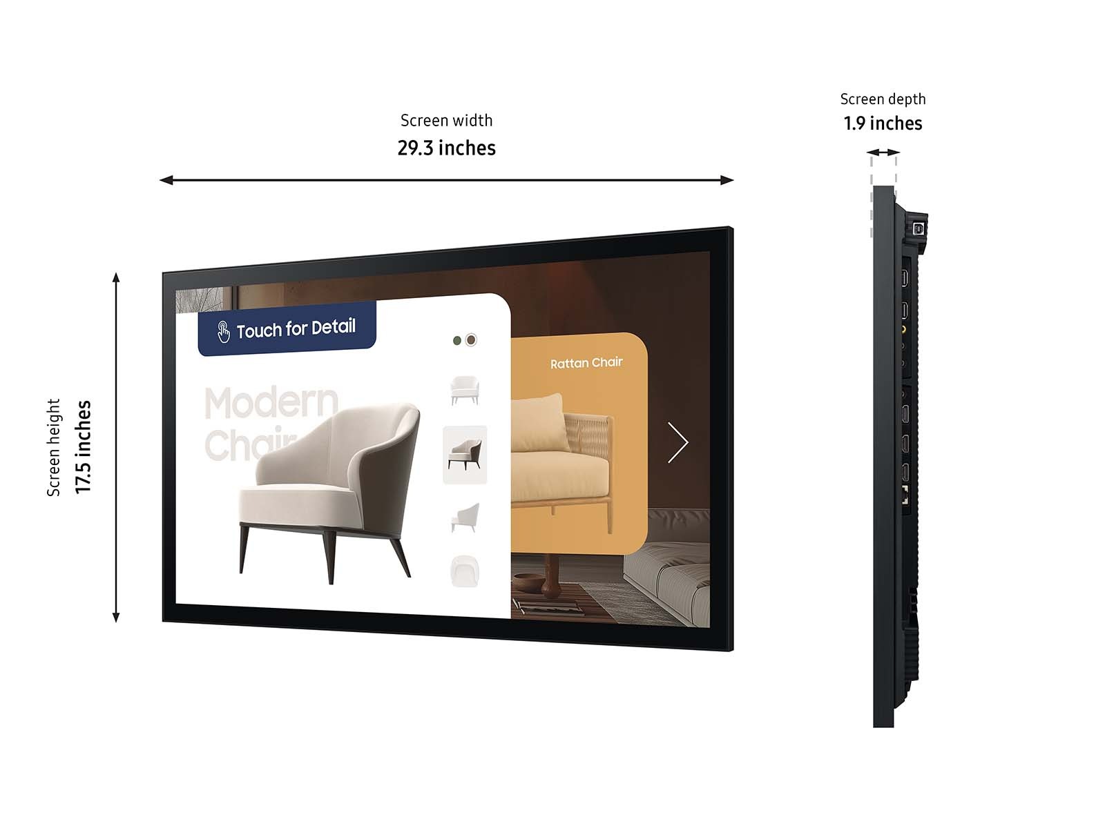 Touch Signage QMC-T Dimensions Black