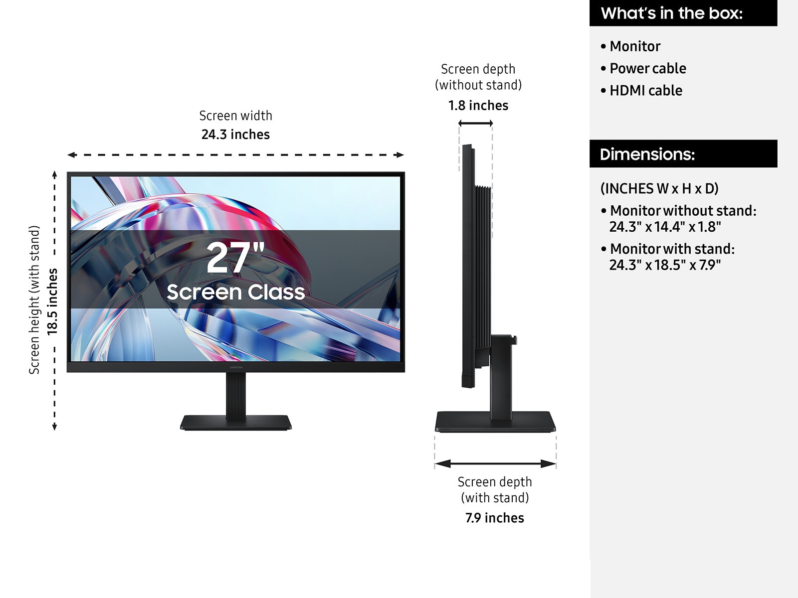 27" ViewFinity S7 S70H 4K UHD Monitor Back Black 