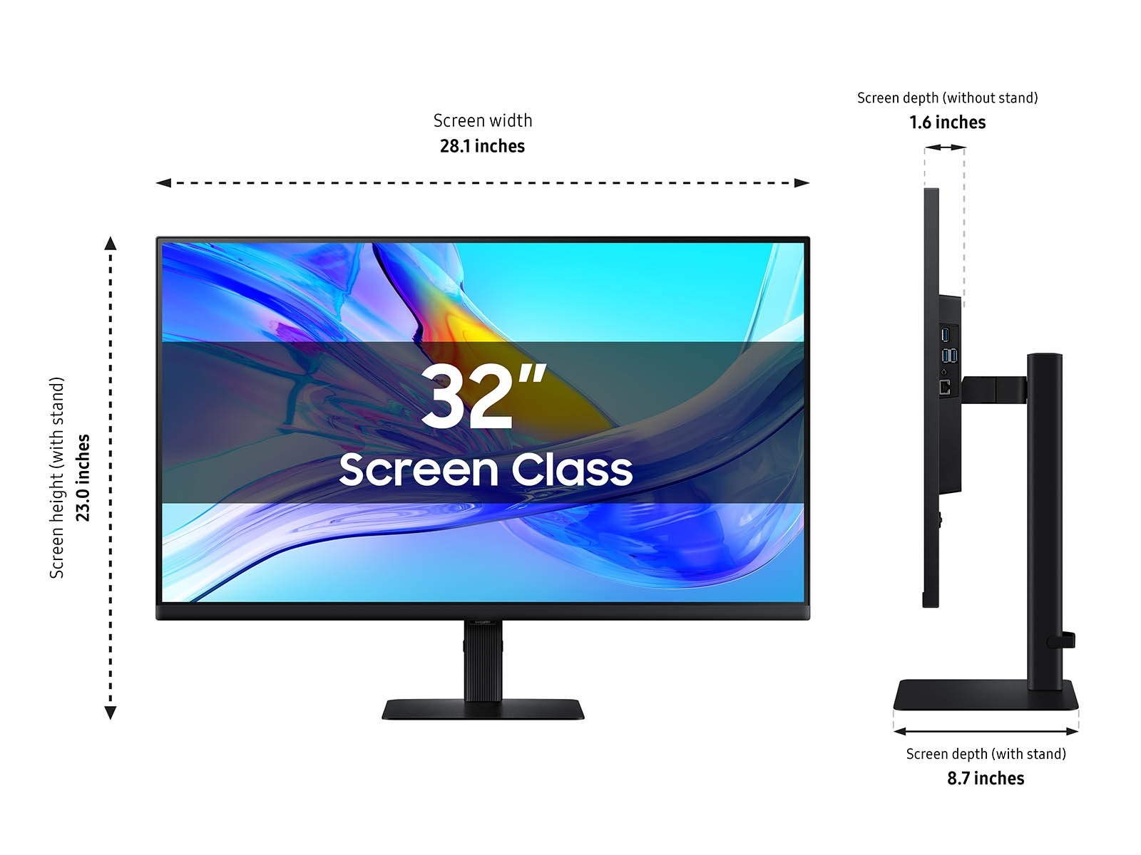 Viewfinity S8 High Resolution Monitor S80UD -  Dimensions