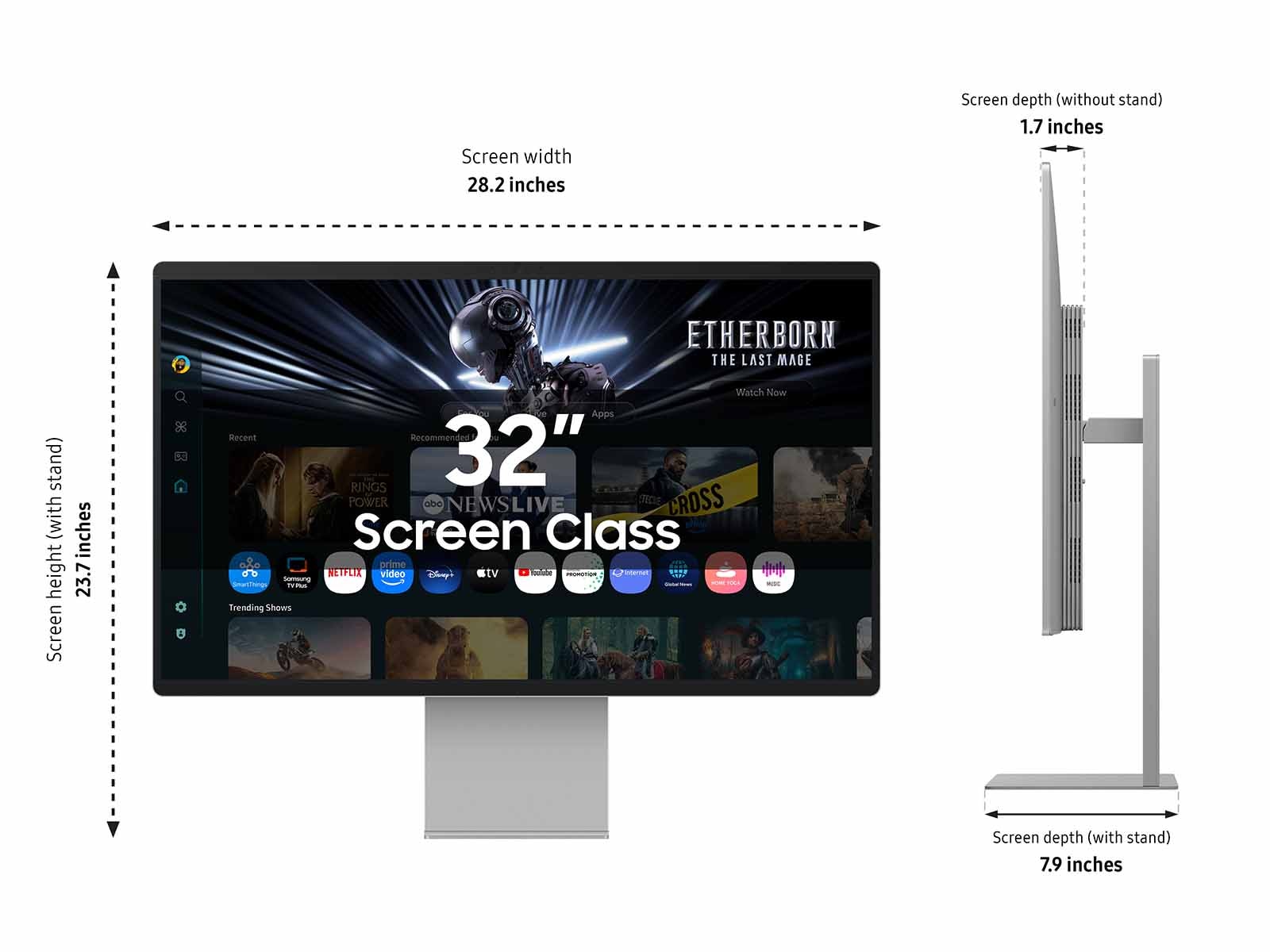 32 Inch Smart Monitor M9 M90SF 4K | OLED | 165Hz | G-Sync Compatible | Samsung Vision AI Silver