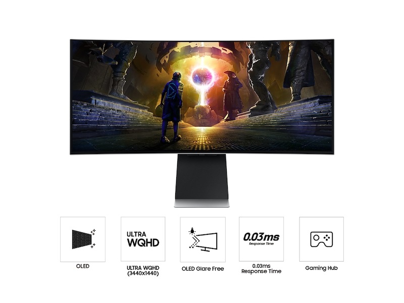 34" Odyssey OLED G8 (G85SD) Ultra-WQHD 175Hz 0.03ms Curved Gaming Monitor Silver